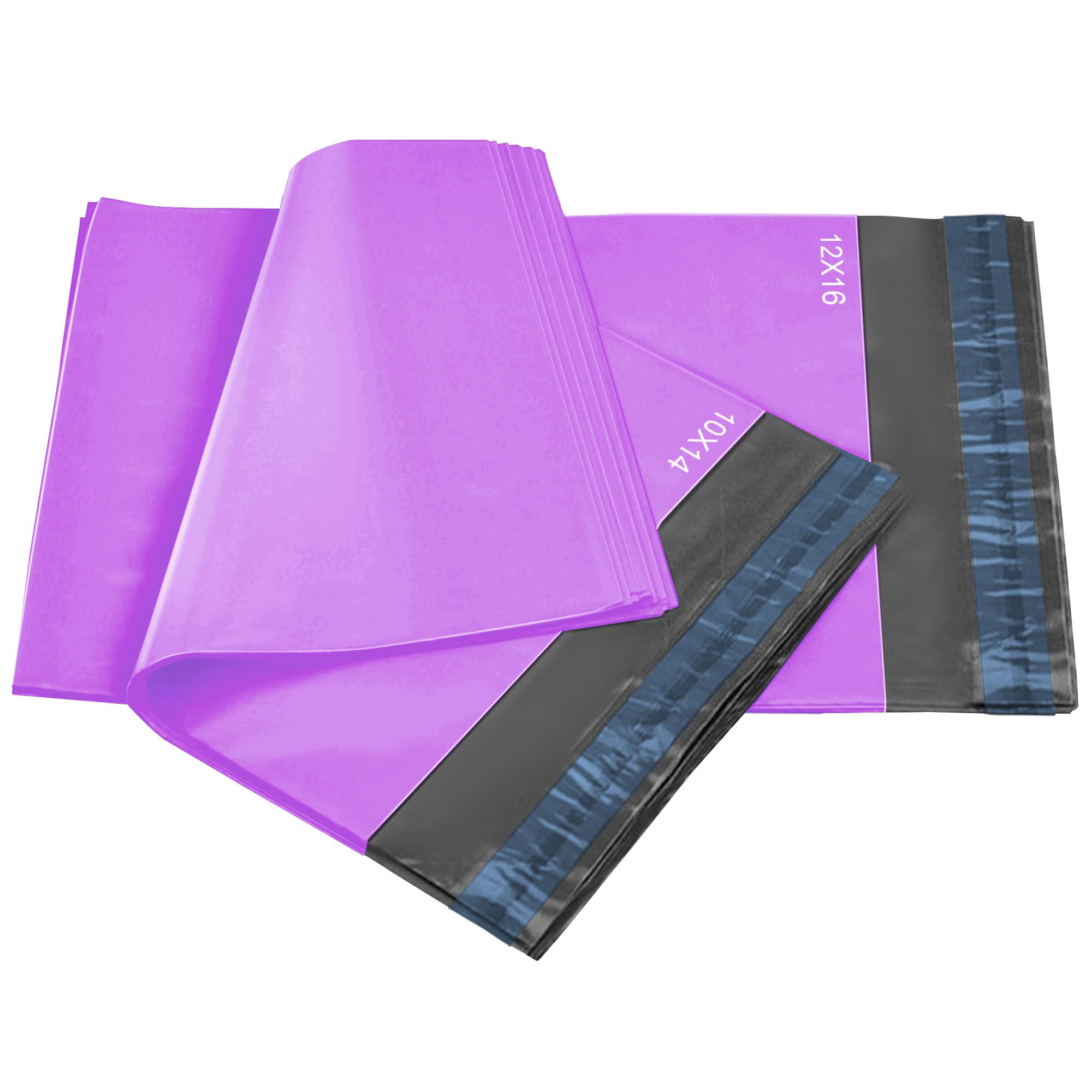 iSOUL Mailing Bags - 50 Pack Purple Poly Postal Bags | 2 Sizes (10x14" & 12x16") | Self-Seal