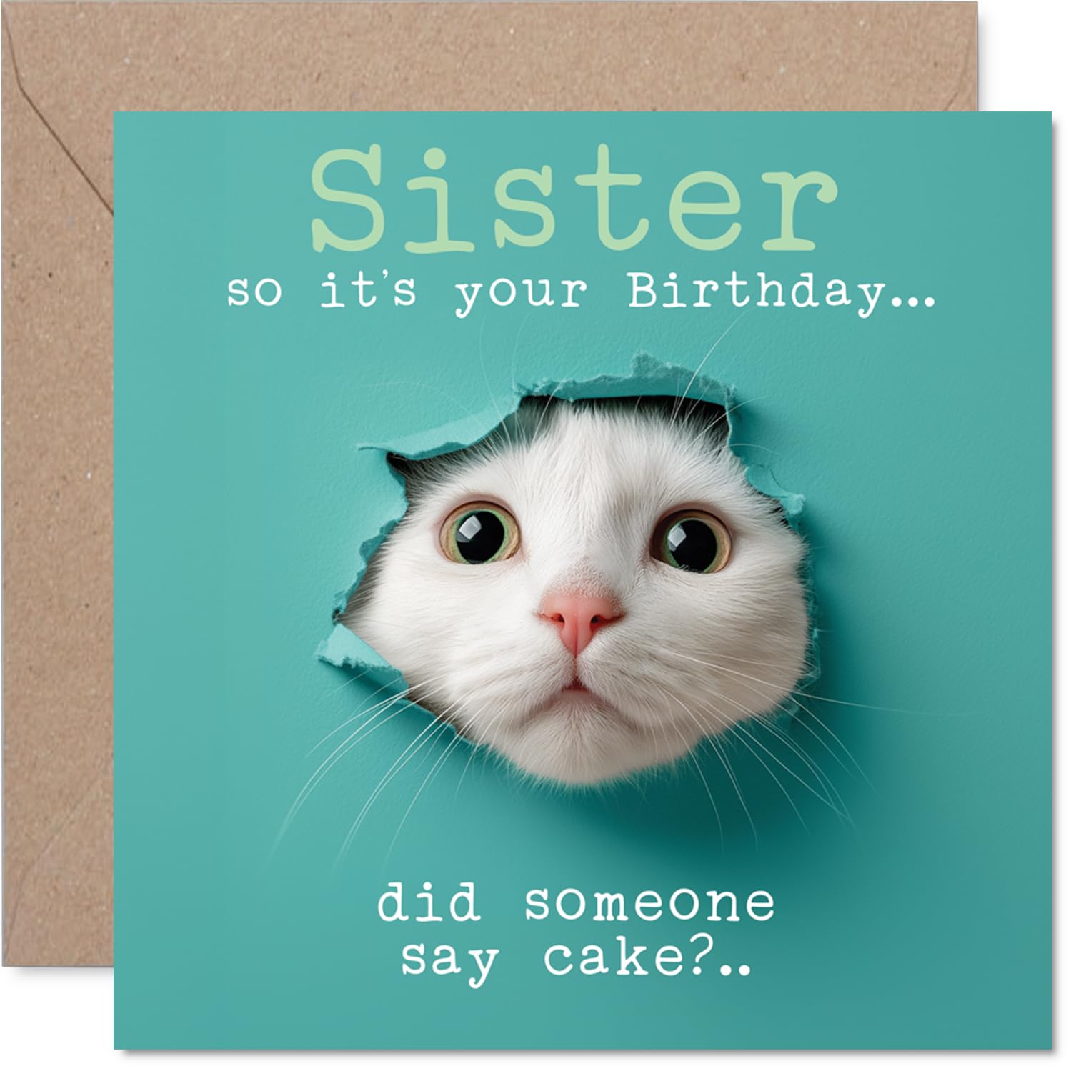Stuff4 Sister Birthday Card - Catty Cake Design | 145mm x 145mm | Uncoated Interior