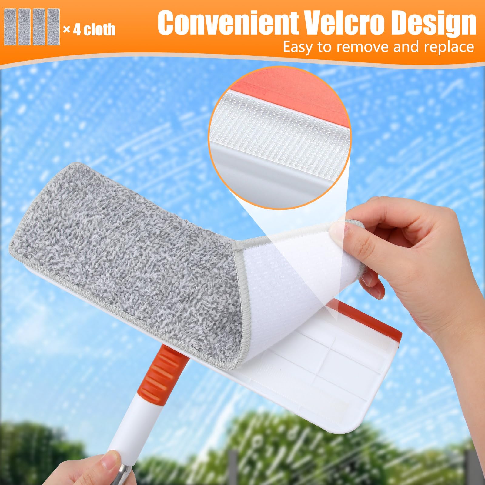 Alyvisun Window Screen Brush with 132cm Extendable Pole & 2-in-1 Scrubber/Squeegee 5