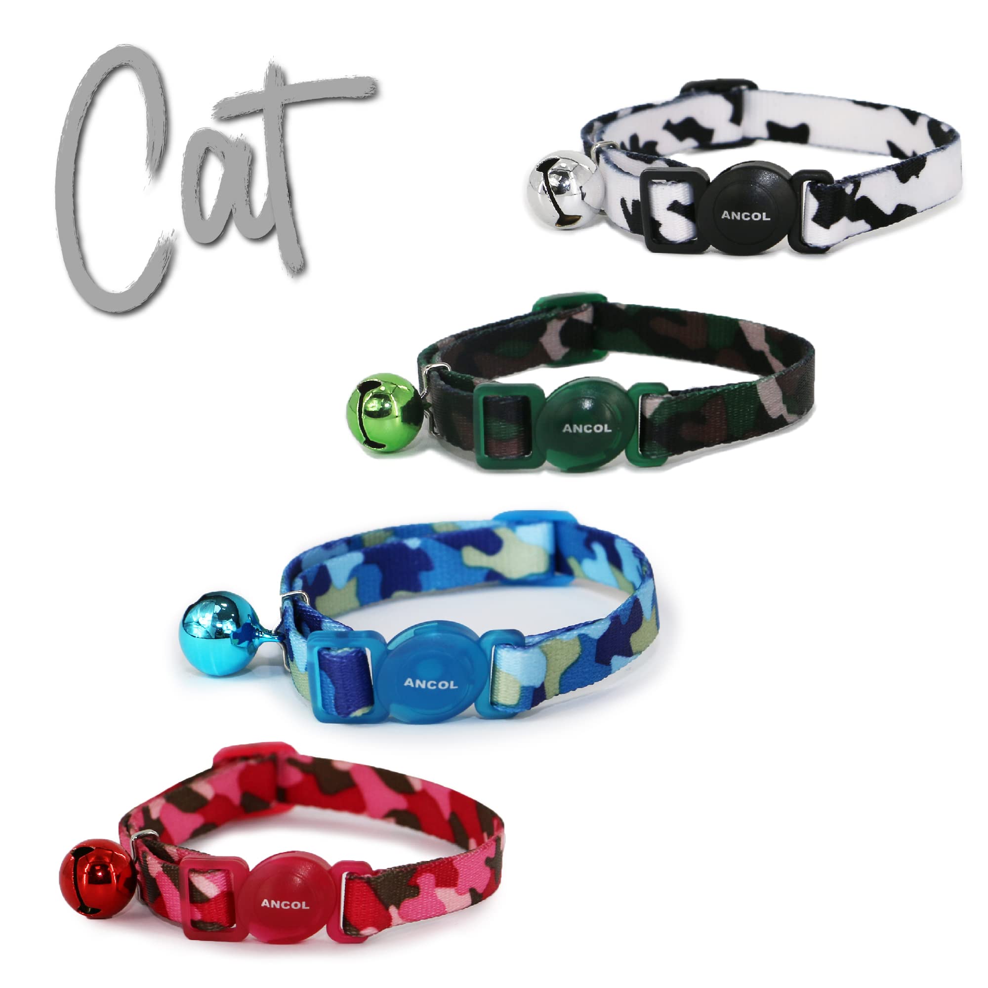 Ancol Blue Camouflage Cat Collar - Safety Buckle, Adjustable Fit | Nylon 3