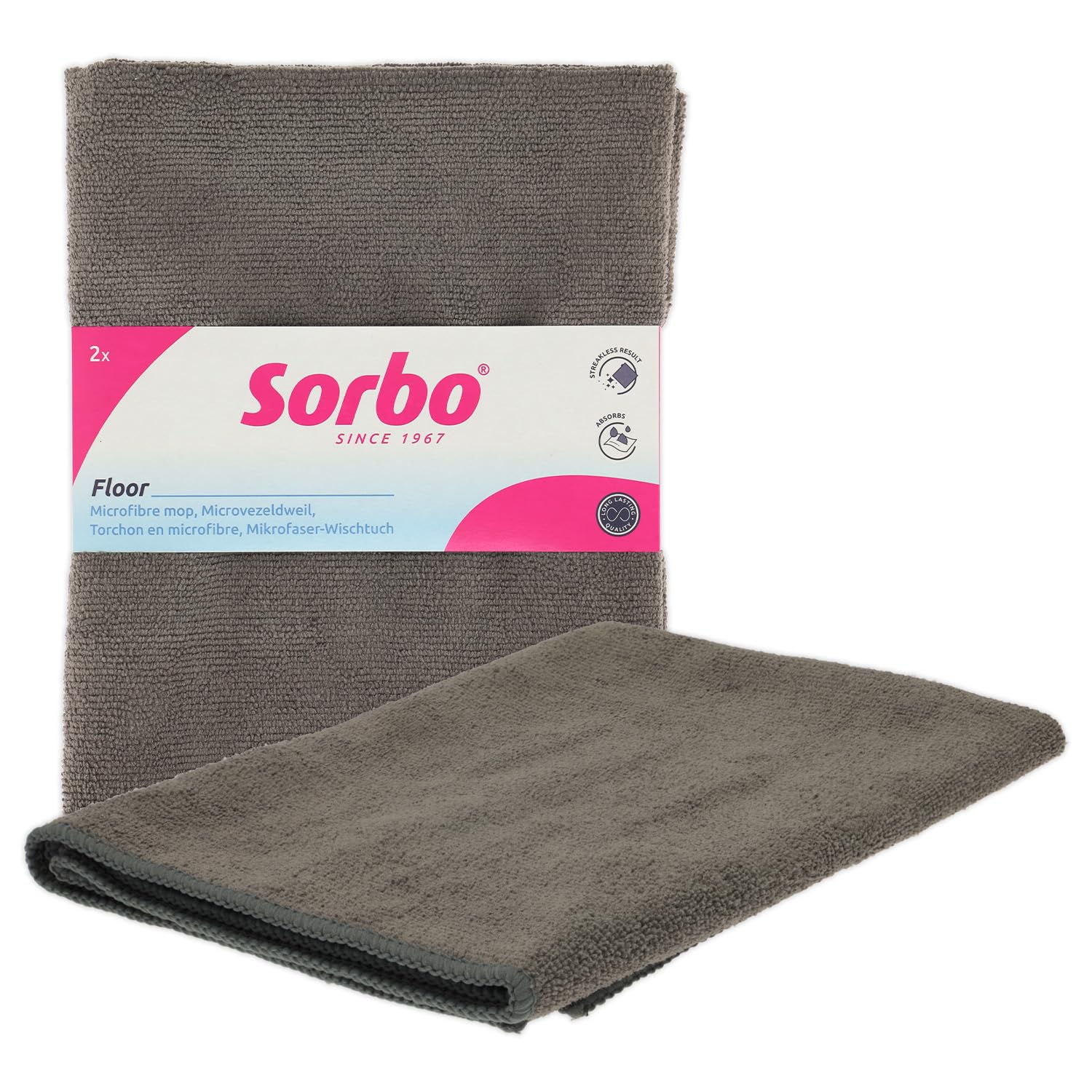 Sorbo Microfibre Floor Cloth - Streak-Free, Super Absorbent, Multi-Purpose Cleaning | Grey | 50cm x 60cm 1