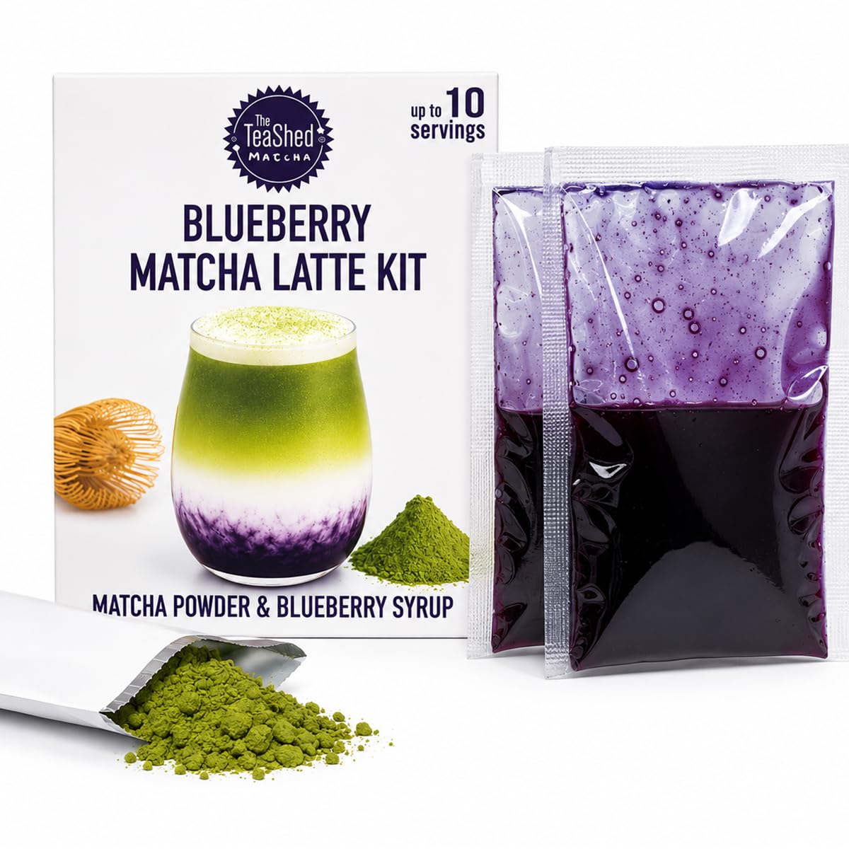 The TeaShed Blueberry Matcha Kit - Makes 10 Lattes | 150g Pack 2