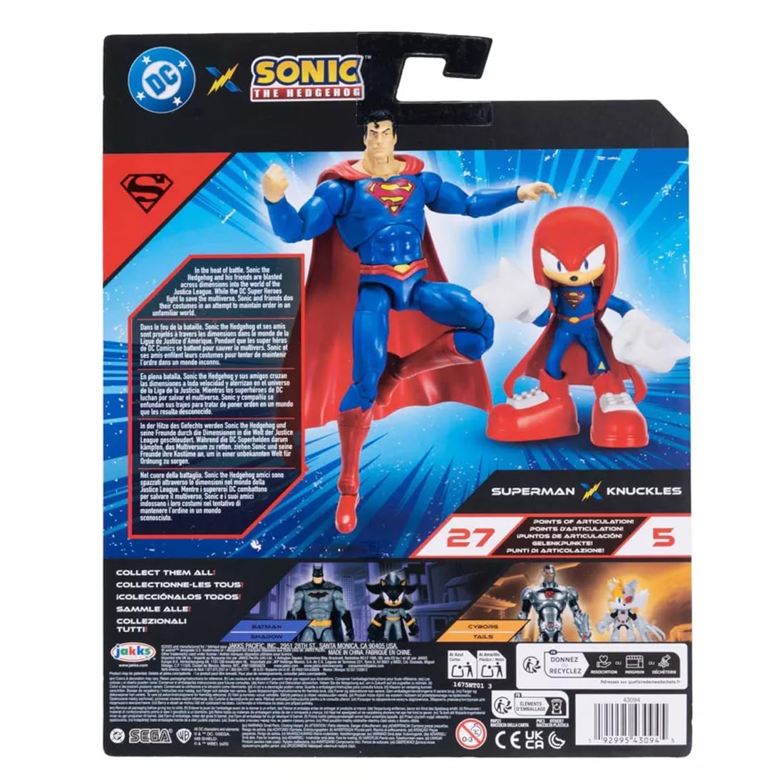 Sonic The Hedgehog DC x Sonic Knuckles as Superman Action Figure Multipack | 2.5' Knuckles, 5' Classic Superman 4