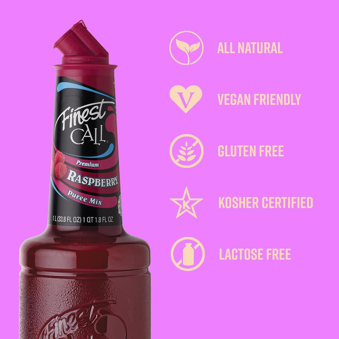 Finest Call Raspberry Puree - Premium Cocktail Mix for Drinks, Desserts & Sauces