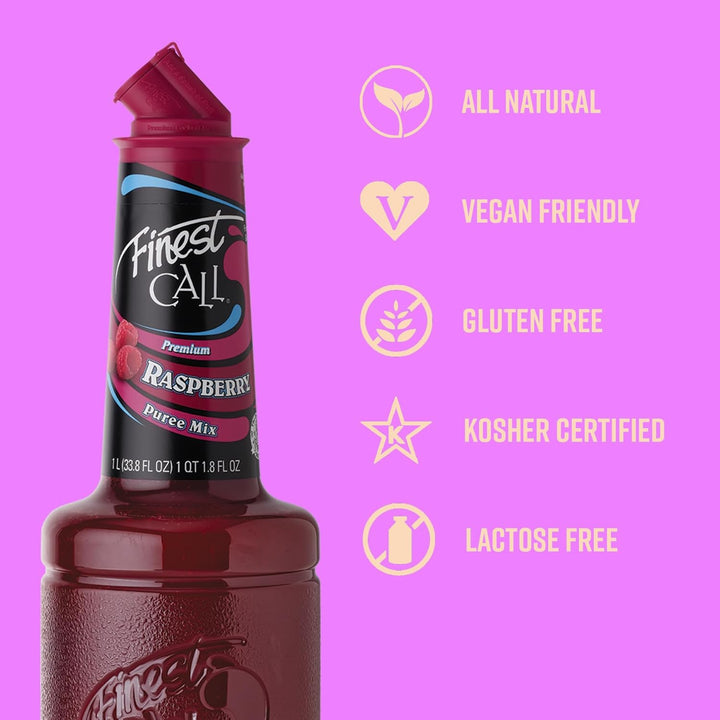 Finest Call Raspberry Puree - Premium Cocktail Mix for Drinks, Desserts & Sauces