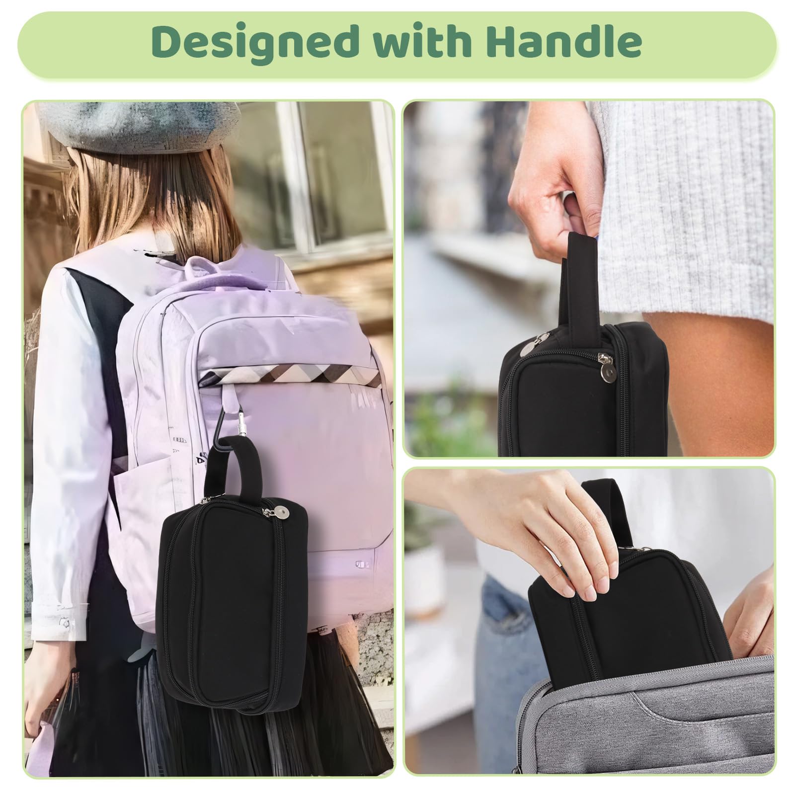 Alyvisun Large Capacity Pencil Case - 3 Compartments, Durable Canvas, Black | 22cm x 9cm x 14cm 5