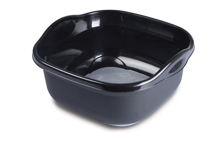 Addis Soft Touch Washing Up Bowl - 9L Twin Material Dish Basin with Carry Handles, Black/Grey