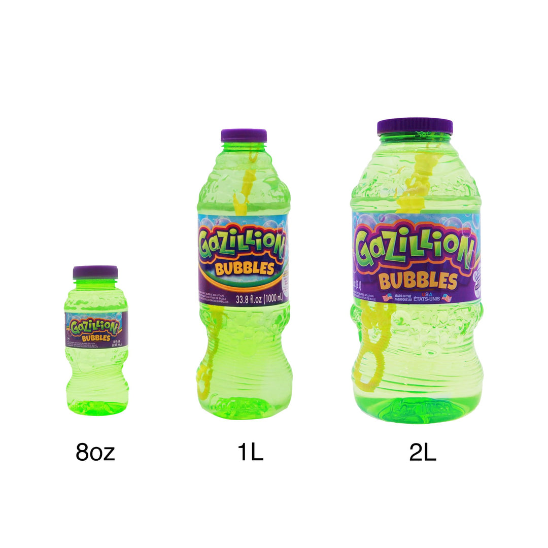Gazillion Bubbles Original Bubble Solution 2L with 7-in-1 Wand - Non-Toxic, Long-Lasting Bubbles for Outdoor Play