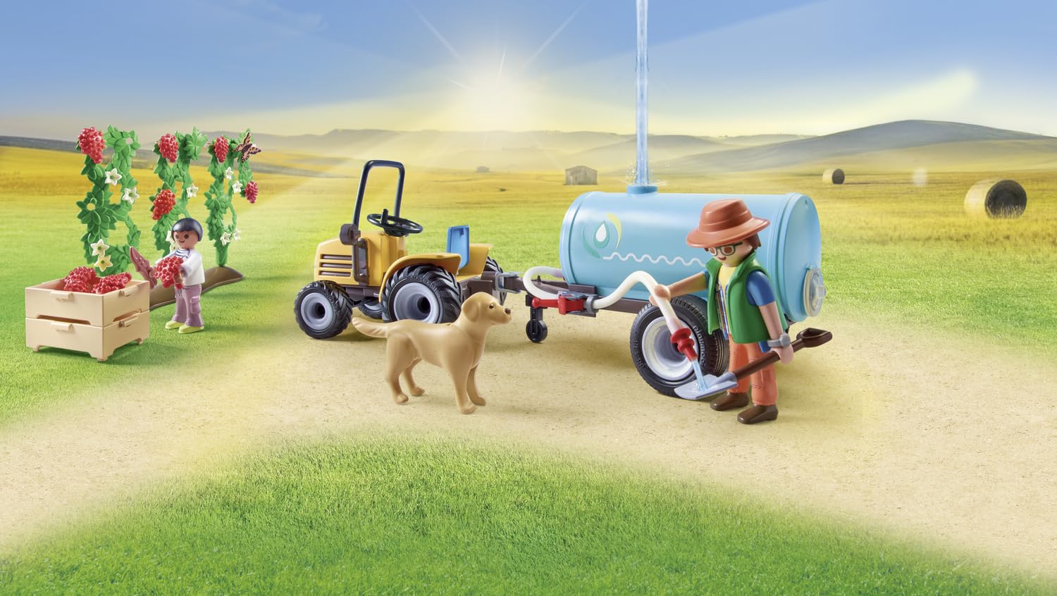 Playmobil 71442 Country Tractor with Trailer and Water Tank Playset - Farm Harvest Adventure for Kids 13