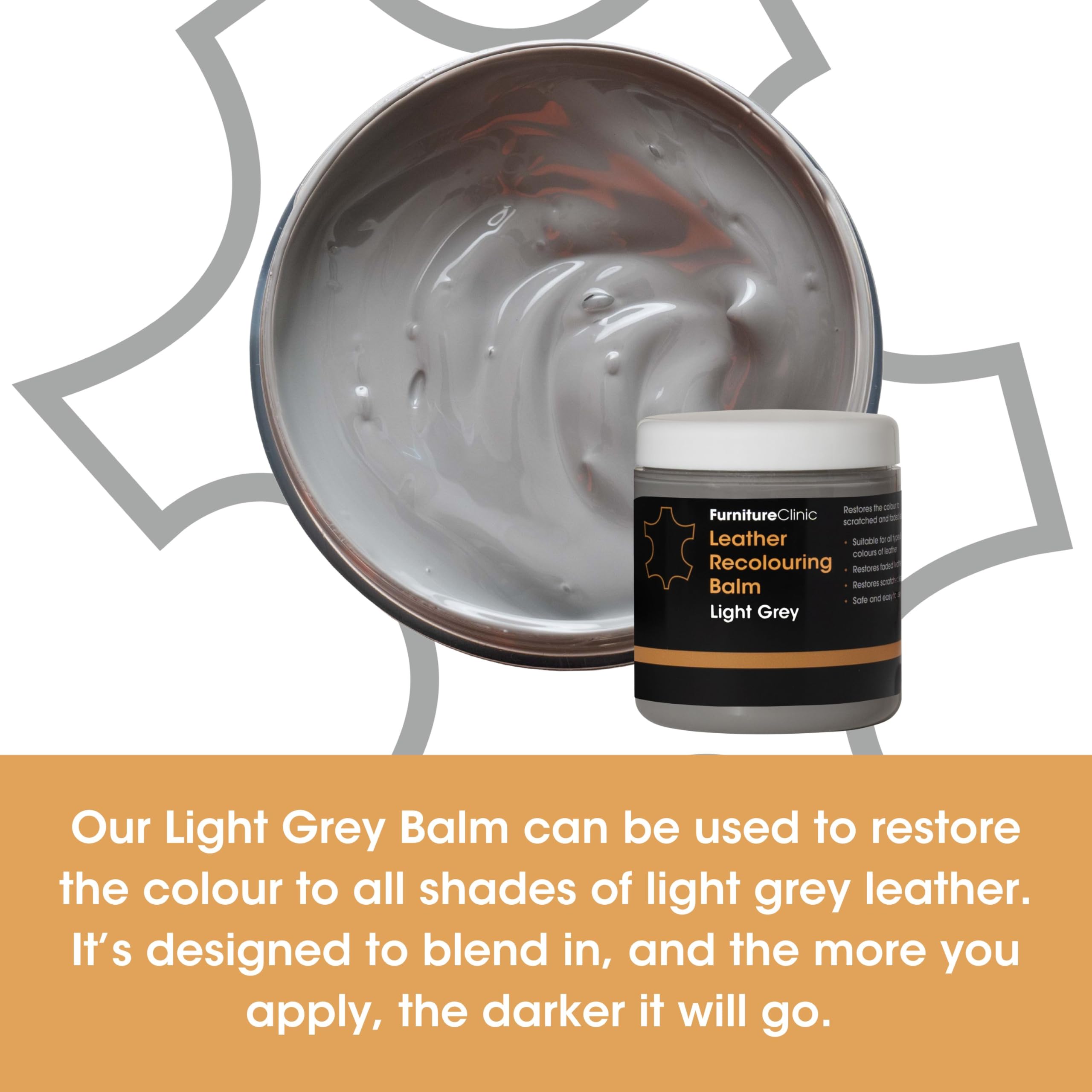 Furniture Clinic Leather Recolouring Balm - Light Grey for Faded & Scratched Sofas, Car Seats, Shoes, Clothing 4