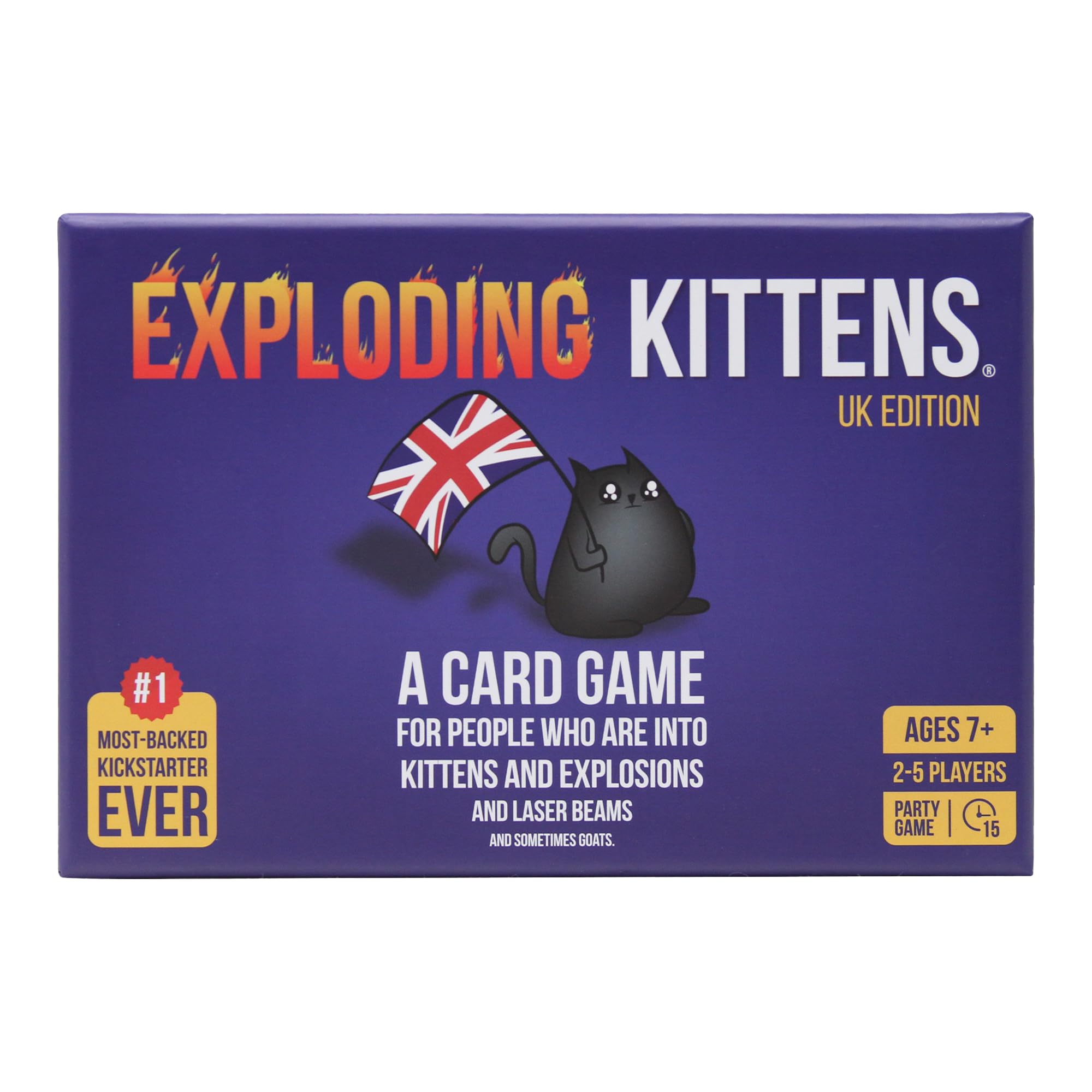 Exploding Kittens UK Edition Card Game - 2-5 Players | Ages 7+ | Portable Fun | Includes Chips 1