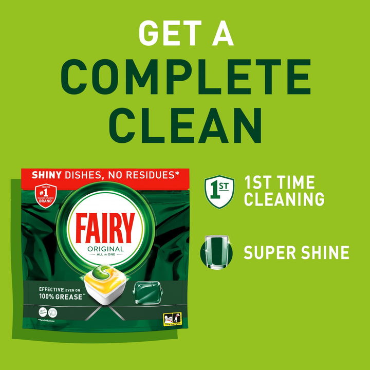 Fairy Original All in One Dishwasher Tablets, Lemon, 84 Count