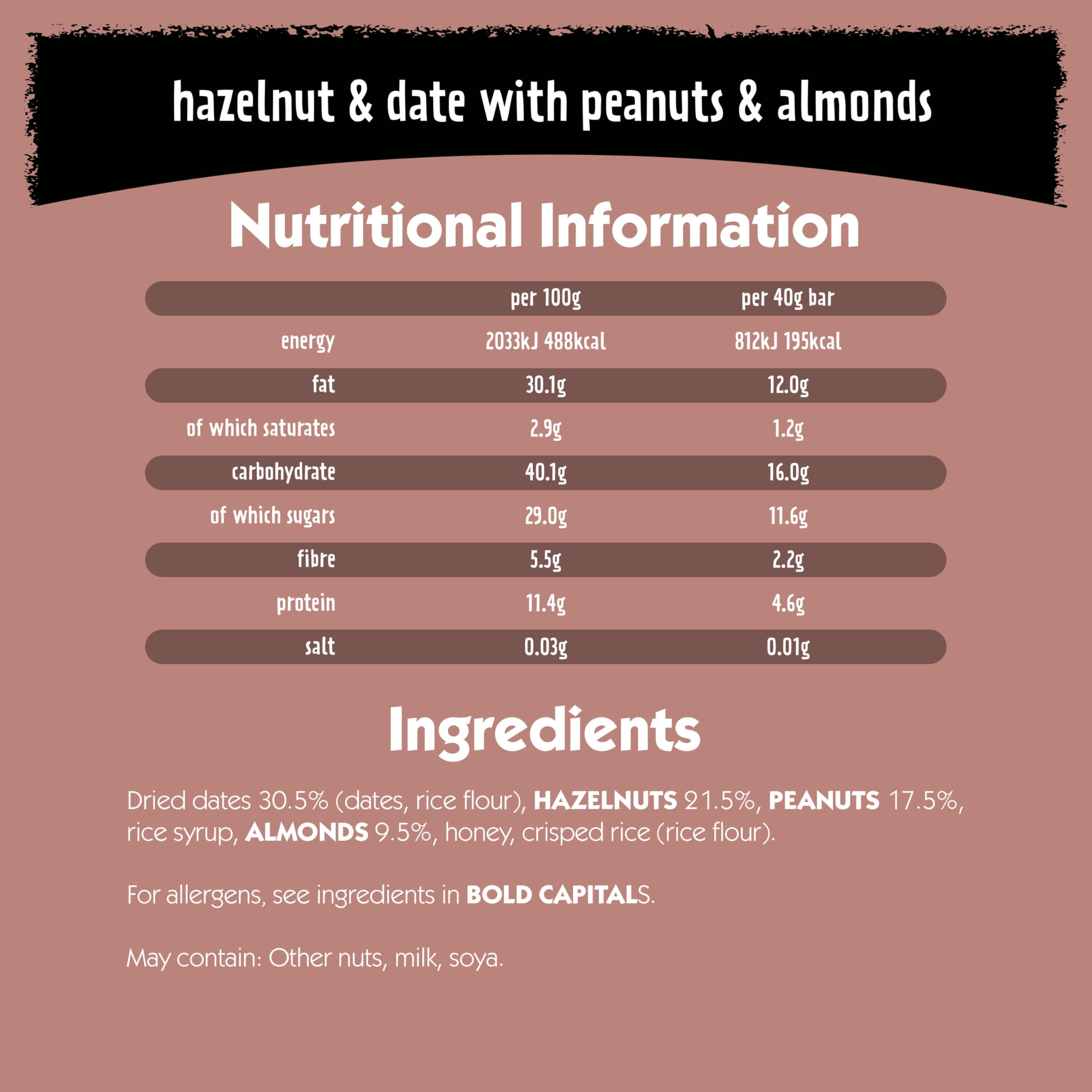 Eat Natural Hazelnut & Date with Peanuts & Almonds Fruit & Nut Bars 12 x 40g 3
