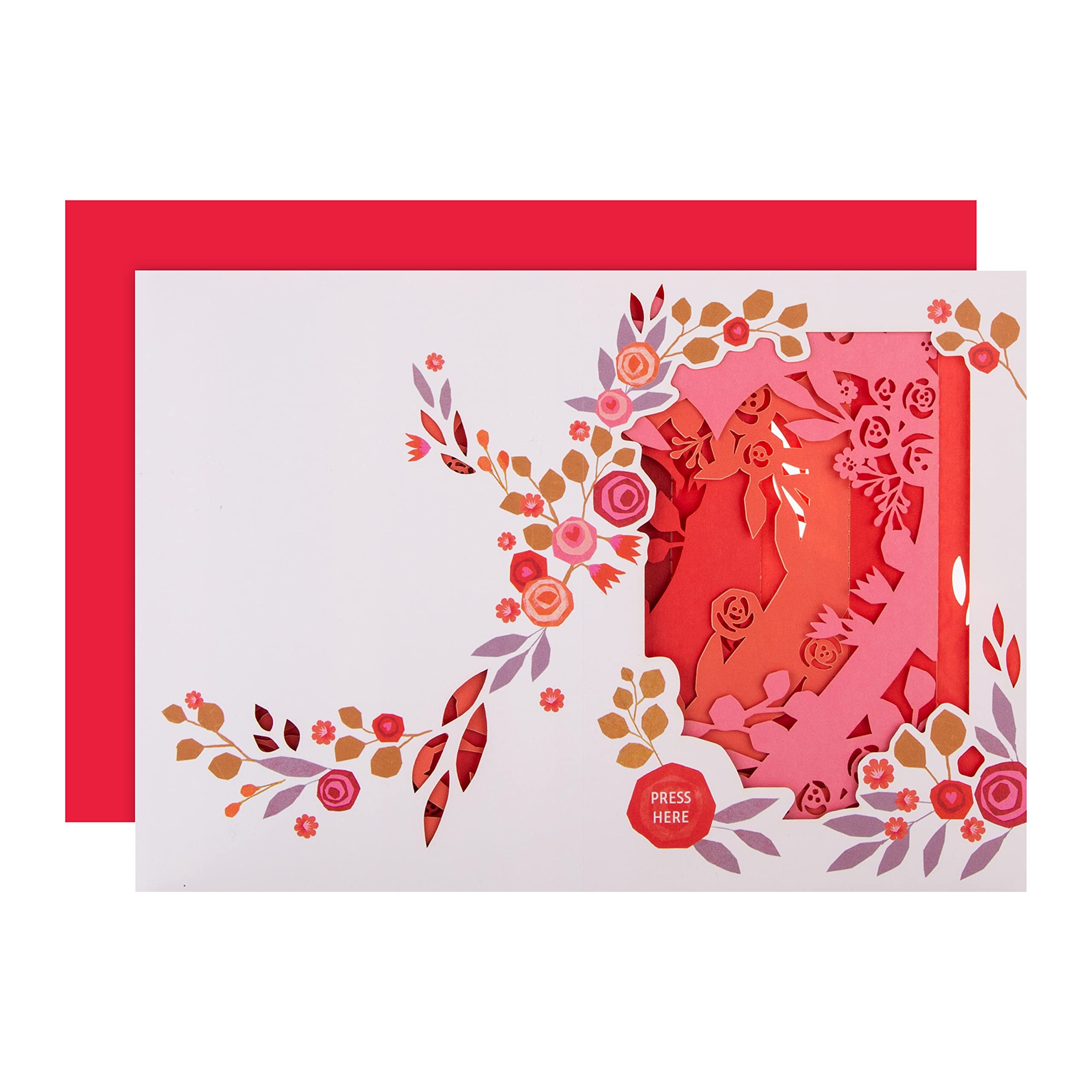 Hallmark Valentines Day 3D Pop Up Shadowbox Card with Music & Lights | Floral Hearts 2