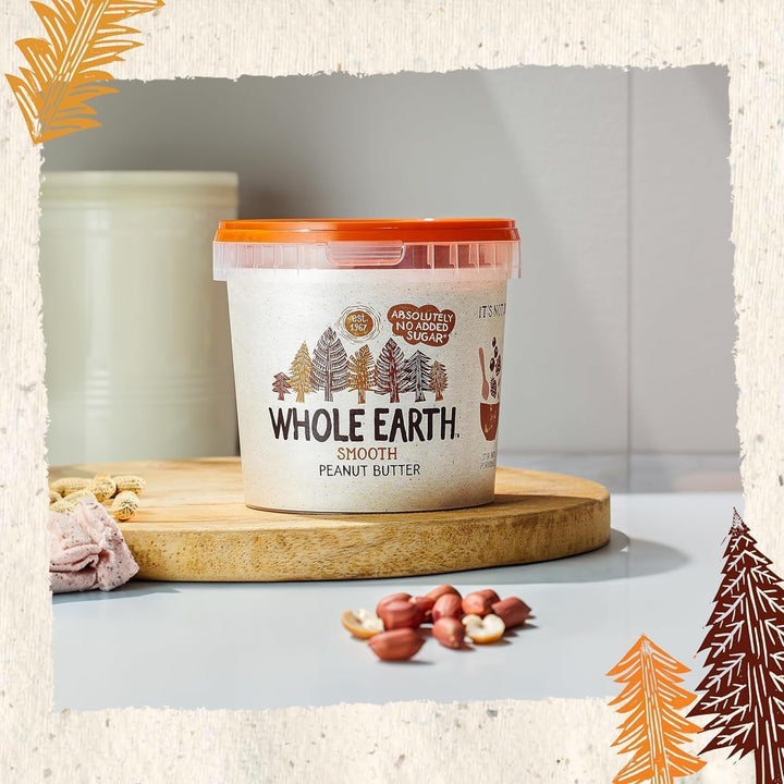 Whole Earth Smooth Peanut Butter, All Natural, No Added Sugar, 1kg Tub