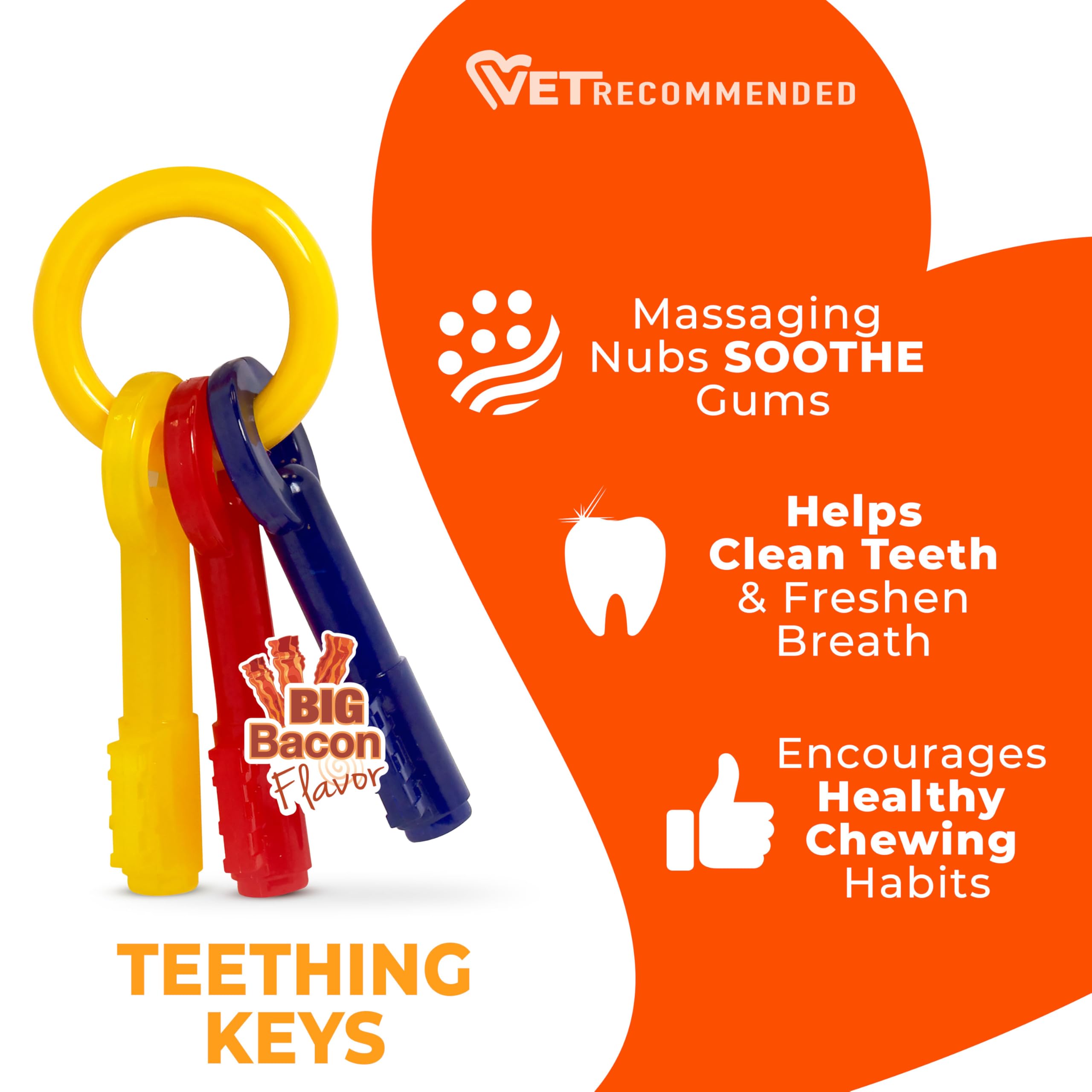 Nylabone Just For Puppies Key Ring Bone Chew Toy - Bacon Flavour, Medium, for Puppies up to 16kg 4