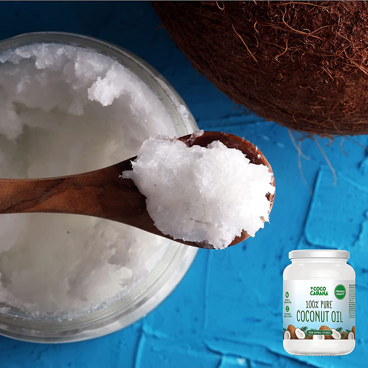 Coco Cabana 100% Pure Coconut Oil - Refined & Fragrance-Free | 1L Glass Jar | Vegan, Dairy & Gluten Free 4