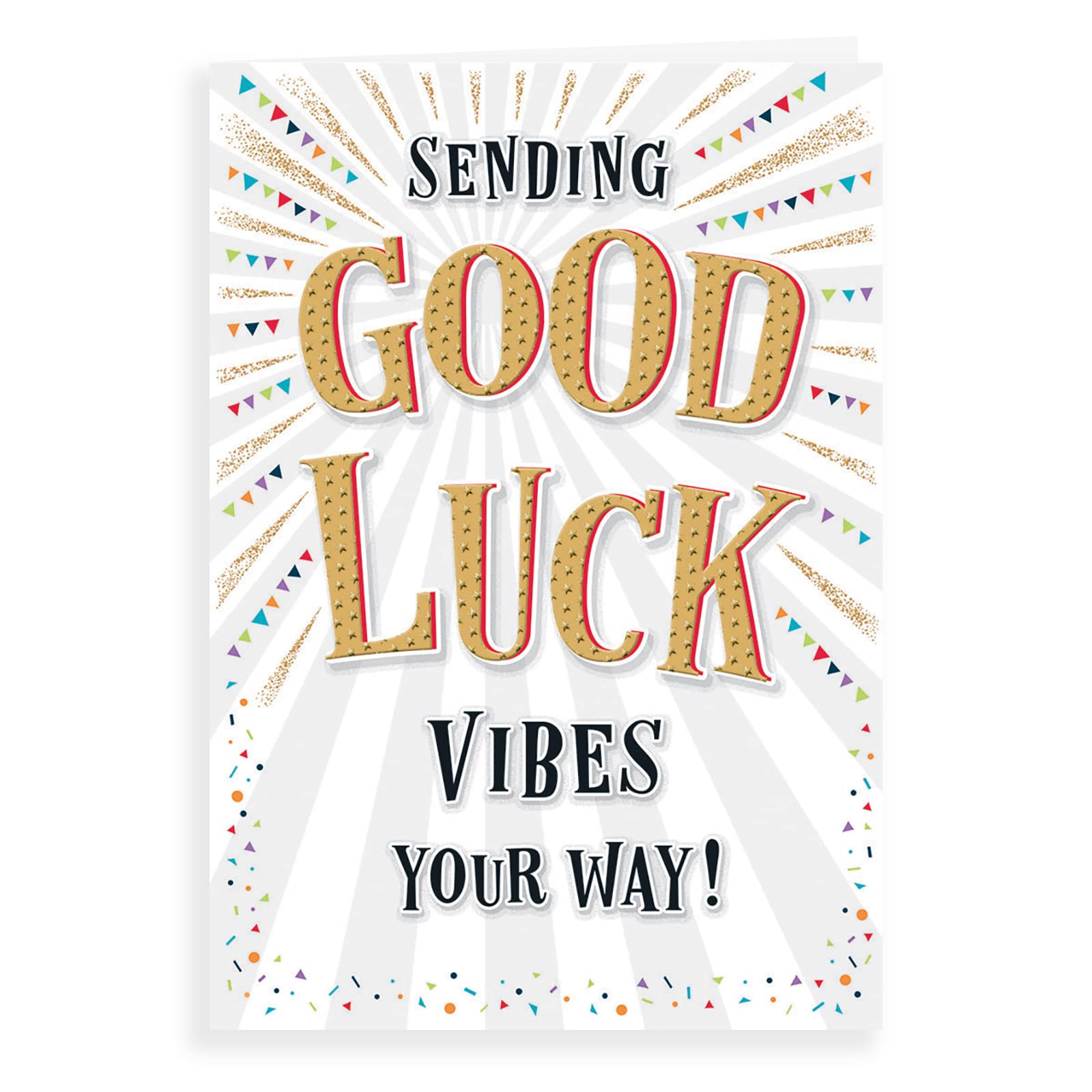 Piccadilly Greetings Good Luck Card - Sunburst Design | 7 x 5 Inches | Yellow
