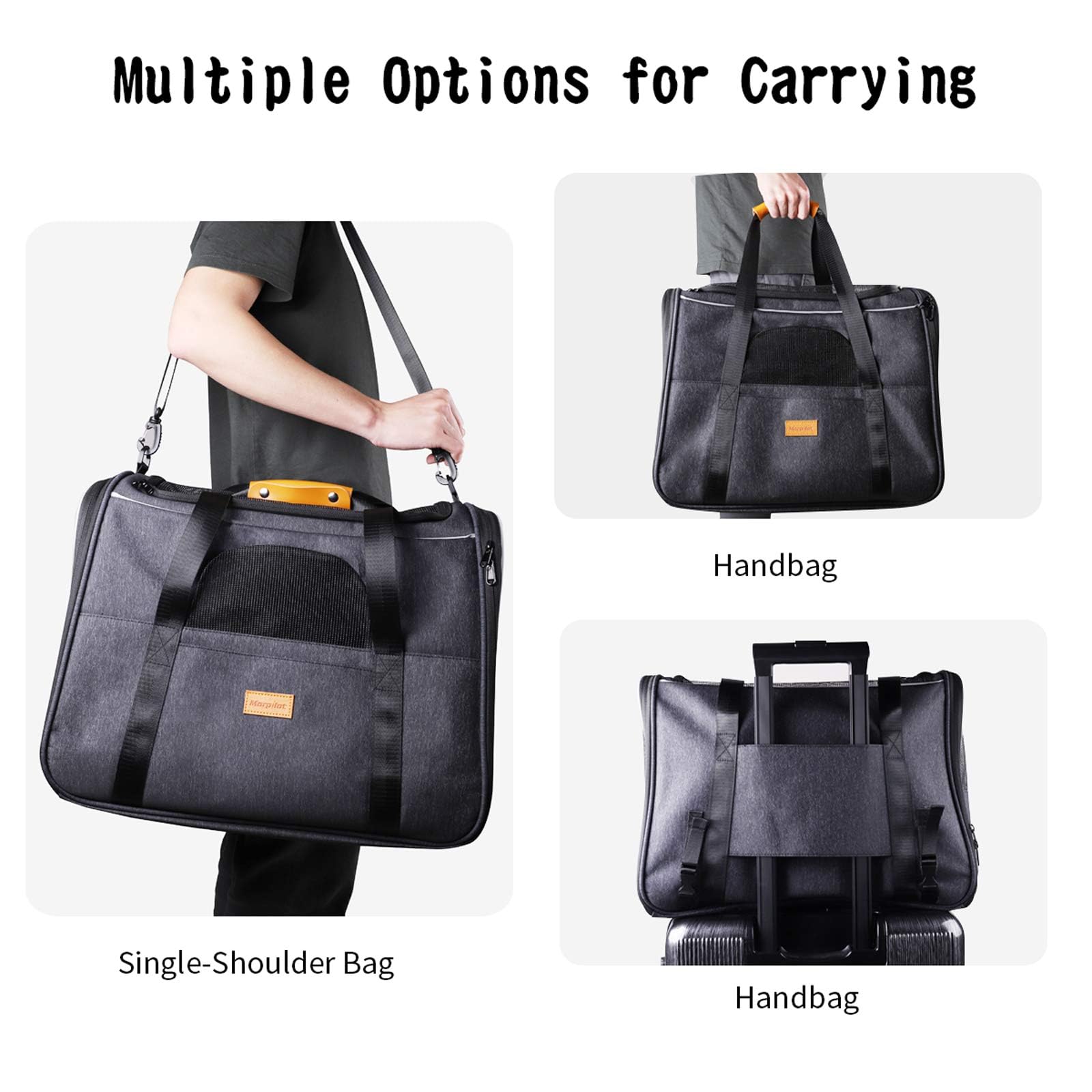 Morpilot Airline Approved Pet Carrier Handbag - Up to 9kg | Polyester | Grey 6