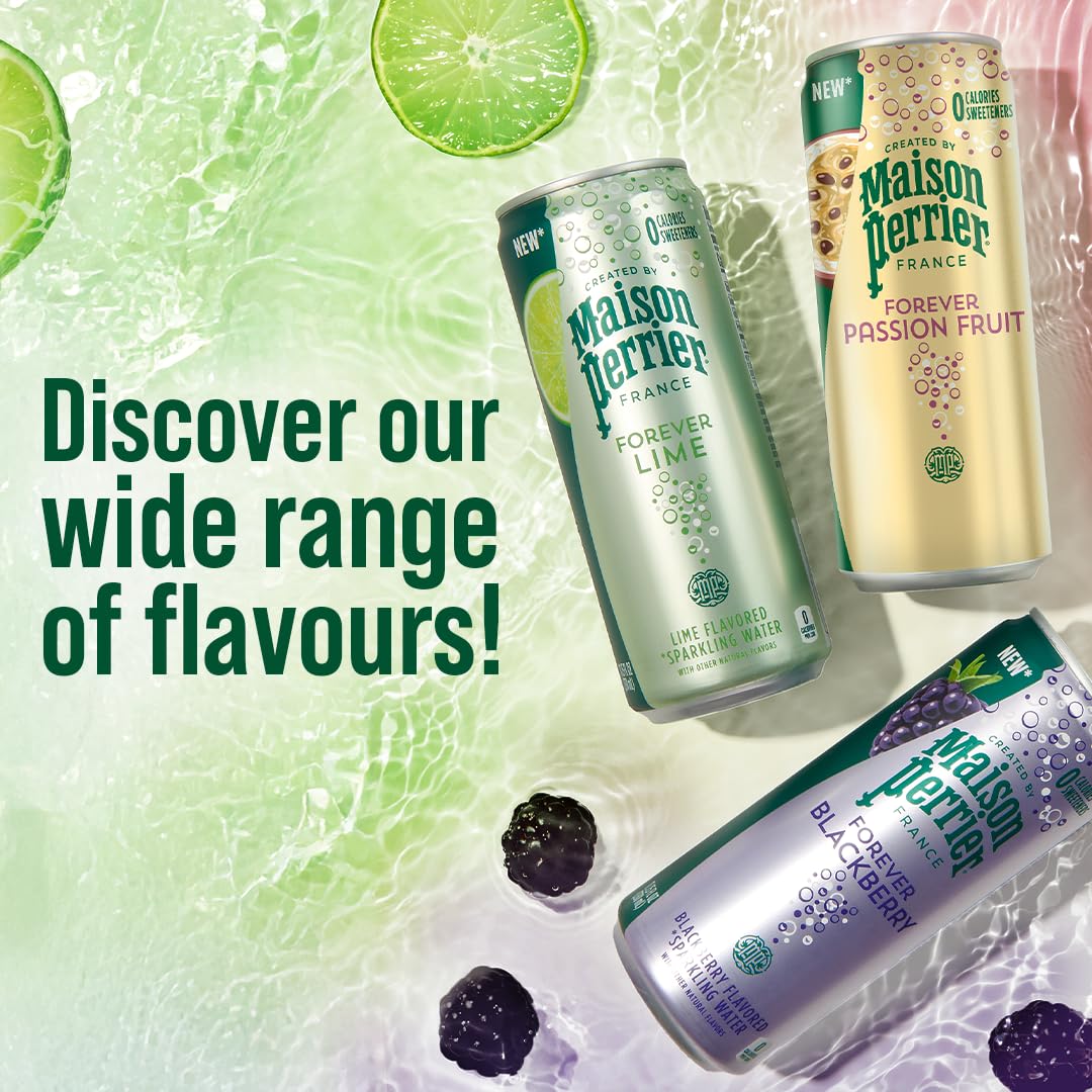 Maison Perrier Blackberry Flavoured Sparkling Water - 4 Cans x 330ml | 0 Calories | Natural Flavours