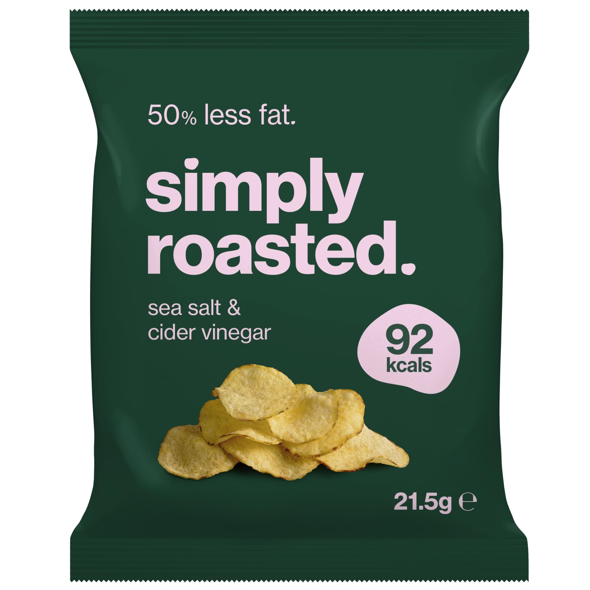 Simply Roasted Sea Salt & Vinegar Crisps - 12 x 21.5g Multipack | Roasted, 50% Less Fat