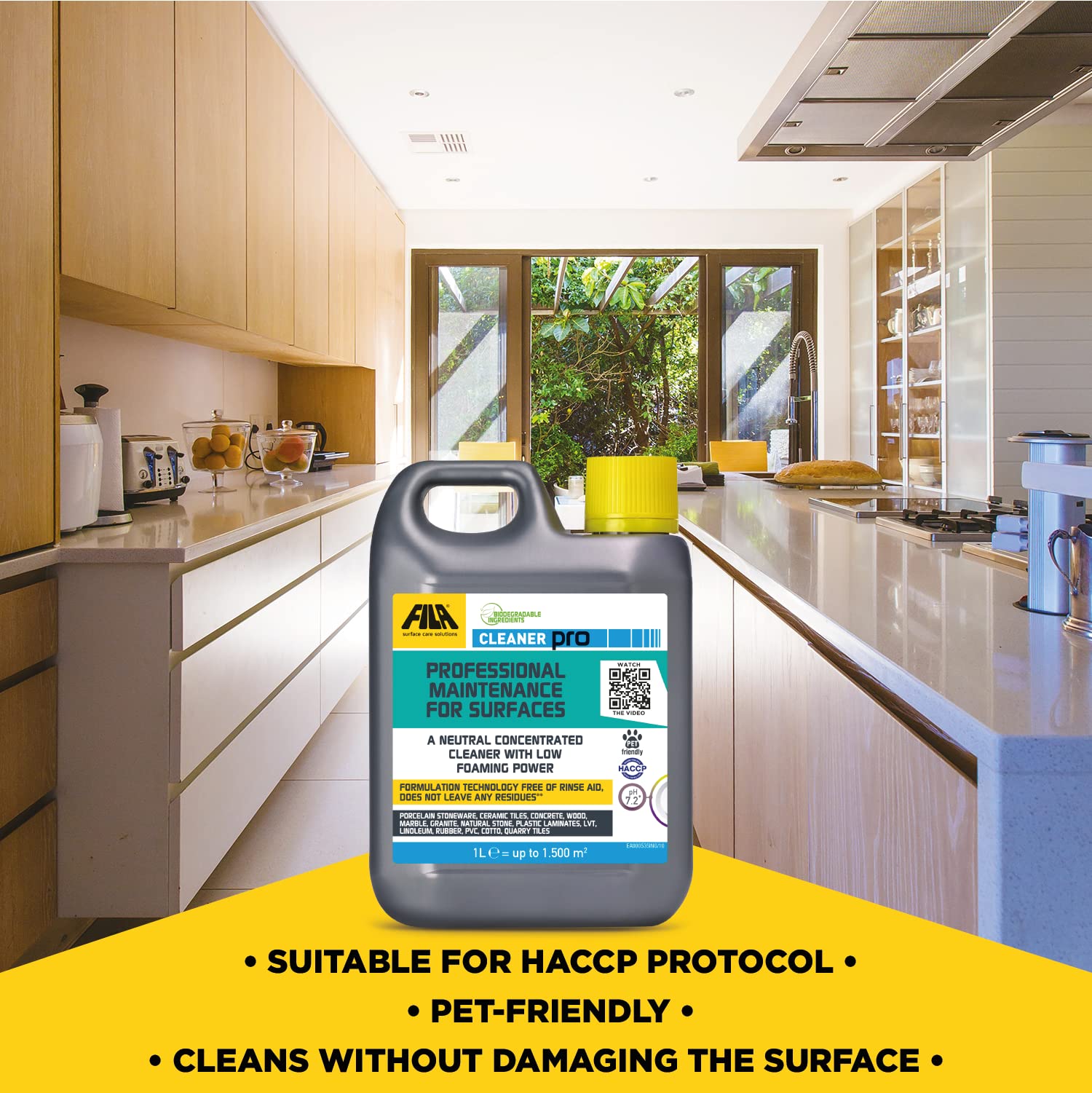 FILA Surface Care Solutions CLEANER PRO - Concentrated Neutral Detergent | 1L Lemon Scent 4
