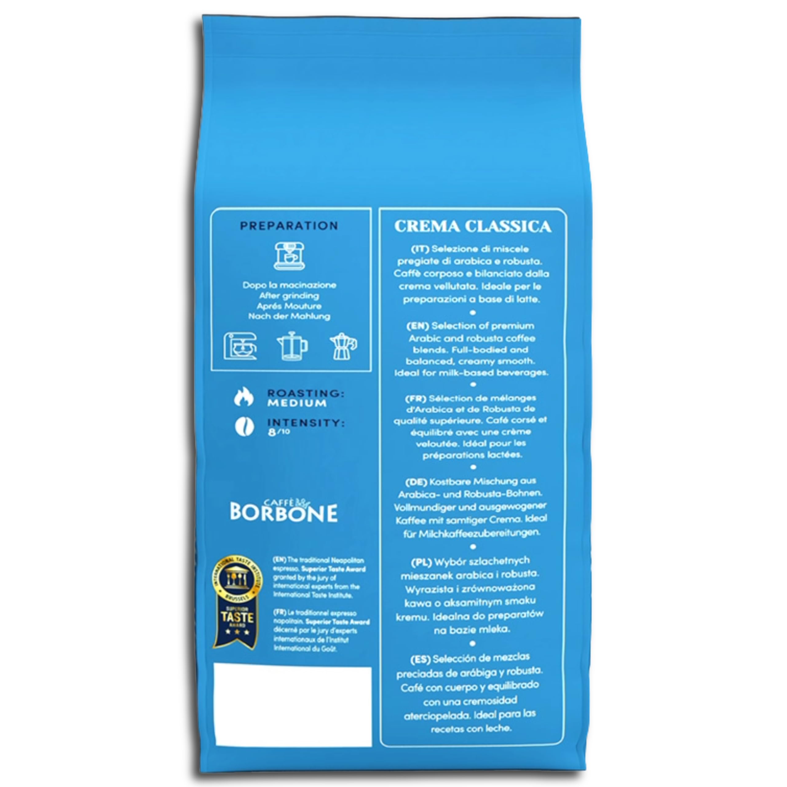CAFFÈ BORBONE Crema Classica Roasted Whole Coffee Beans - 1kg Bag | Intensity 8/10 | Cocoa & Nut Notes 3