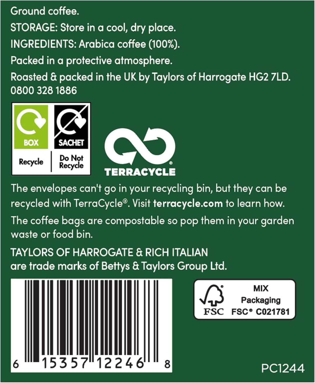 Taylors of Harrogate Rich Italian Coffee Bags (30 Enveloped Bags)