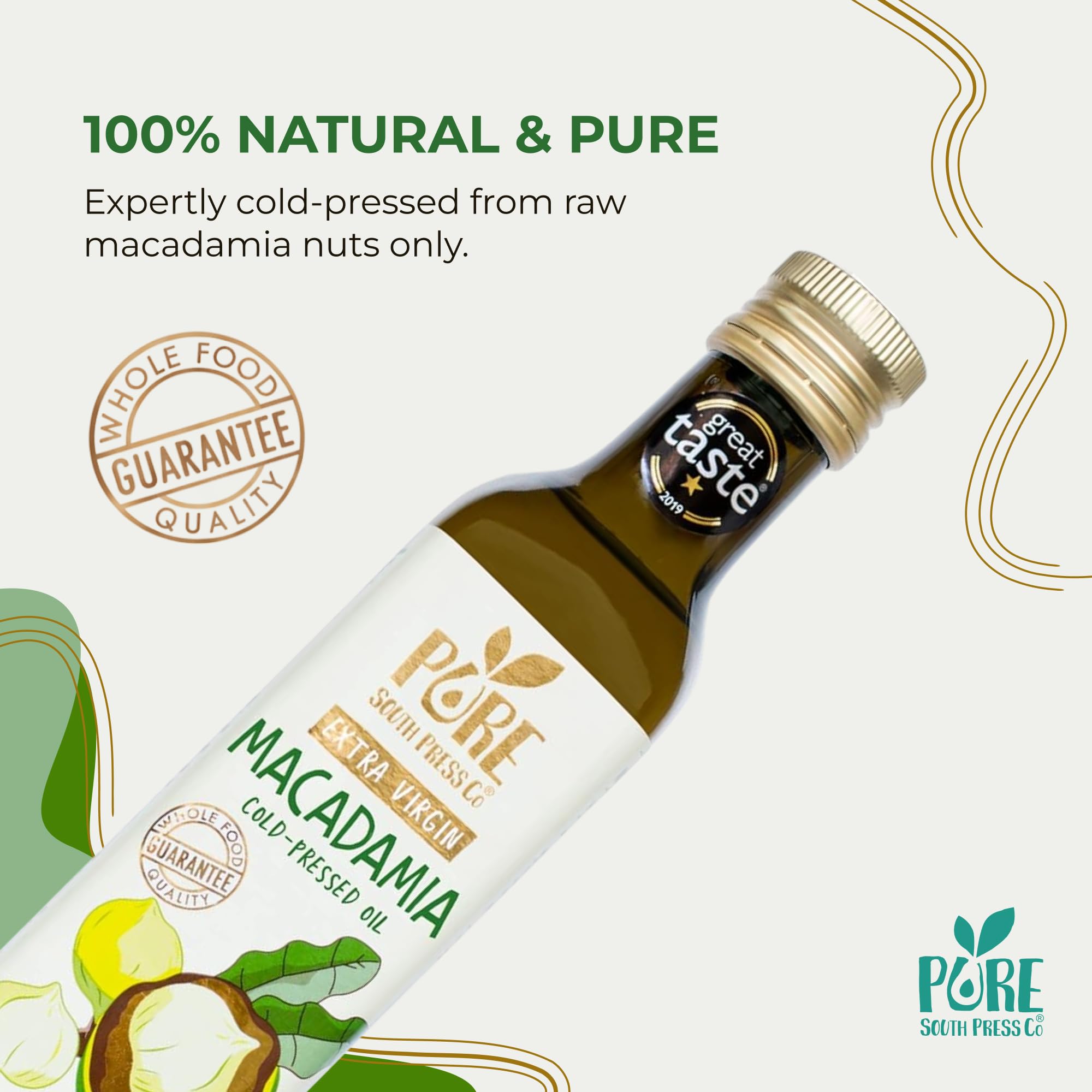 Pure South Press Cold-Pressed Extra Virgin Macadamia Nut Oil - High Heat Cooking | 70% Mono-Unsaturated Fat | 500 ml 2