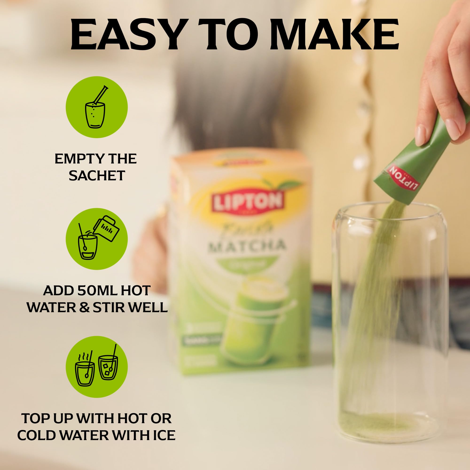 Lipton Barista Matcha Oat Latte - Instant Cafe-Style Drink Mix | 10 Sticks | No Added Sugar 3