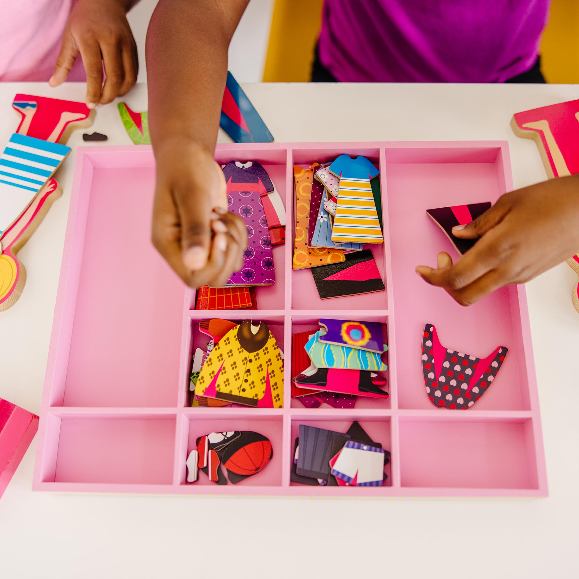 Melissa & Doug Abby and Emma Deluxe Magnetic Wooden Dress-Up Dolls Play Set | Ages 3+ 7