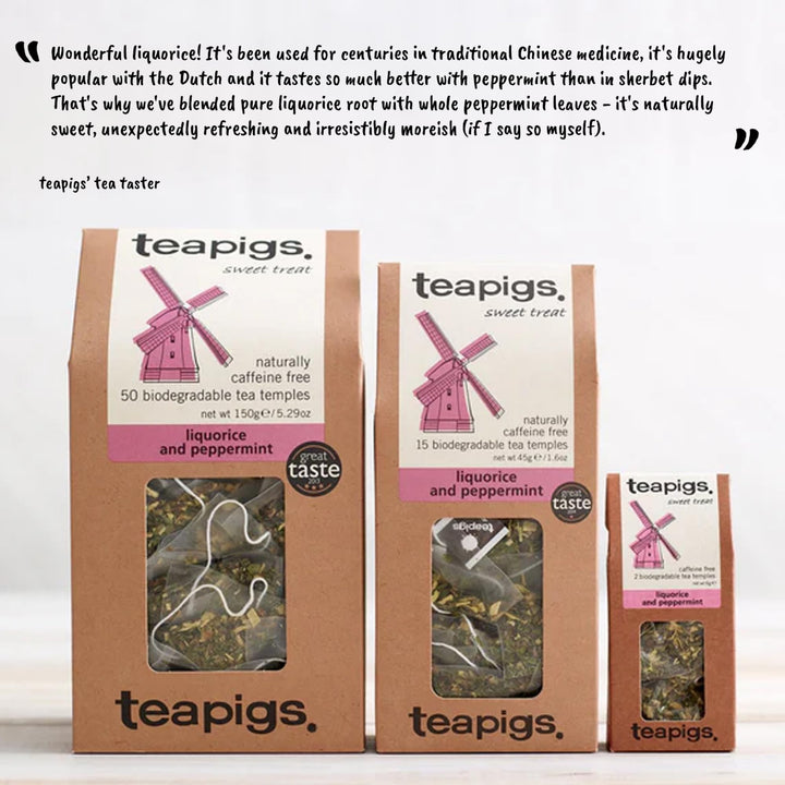 teapigs Liquorice & Peppermint Tea - Caffeine-Free Herbal Tea Bags with Natural Ingredients