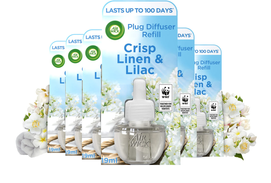 Air Wick - Crisp Linen & Lilac Plug-in Air Freshener Refill - 19ml Pack of 6