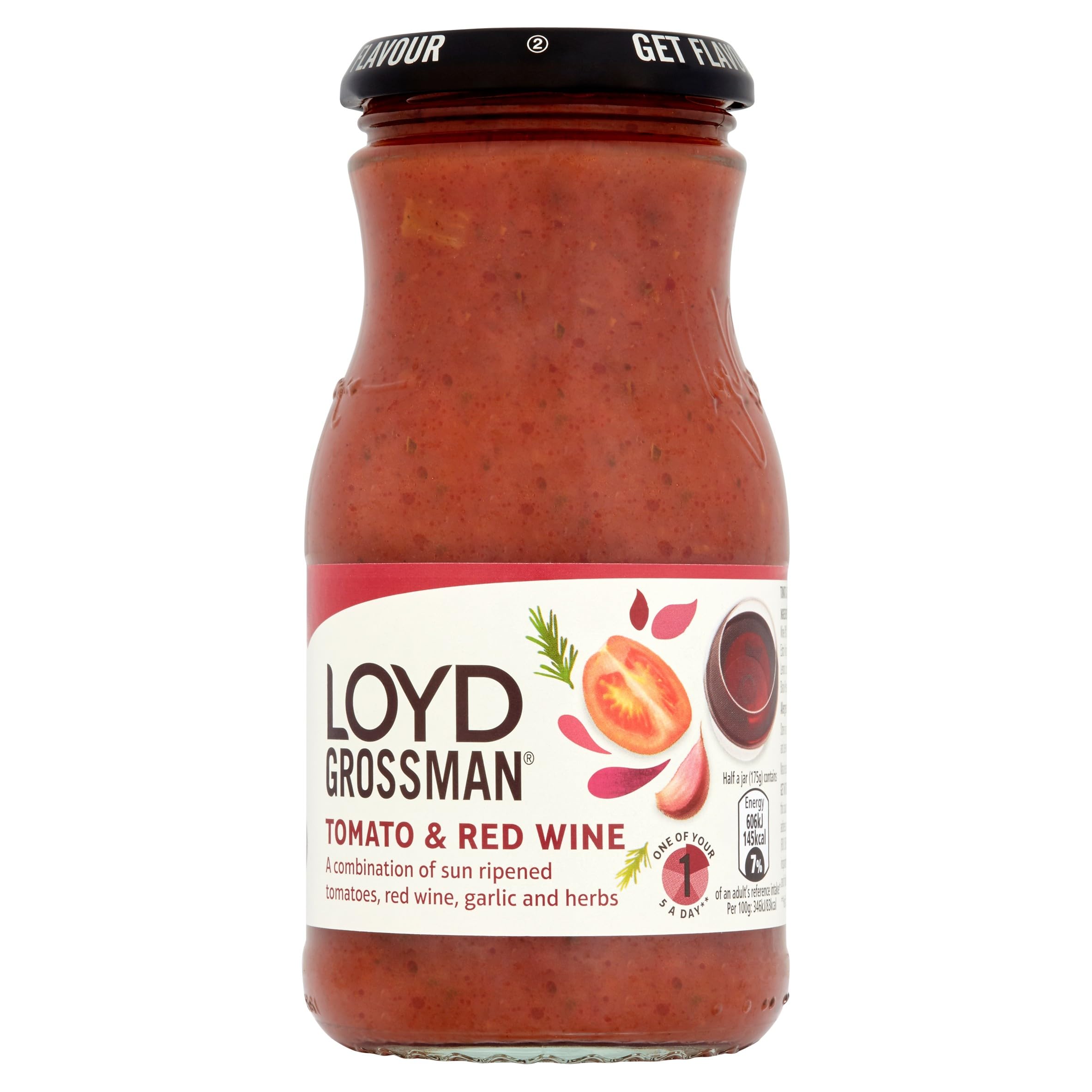 Loyd Grossman Italian Tomato & Red Wine Pasta Sauce - 350g Jar 2