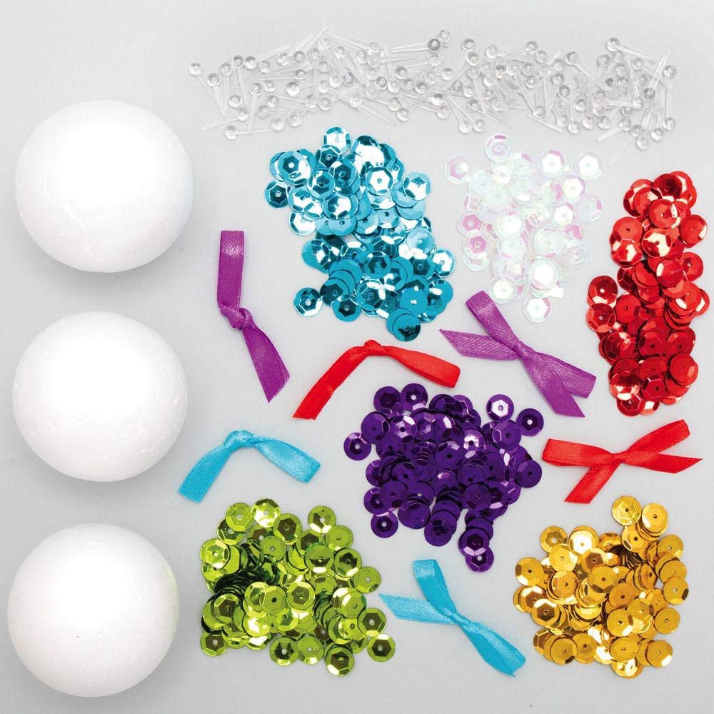 Baker Ross Sequin Bauble Decoration Kits – Pack of 3, Make Your Own Christmas Craft 6