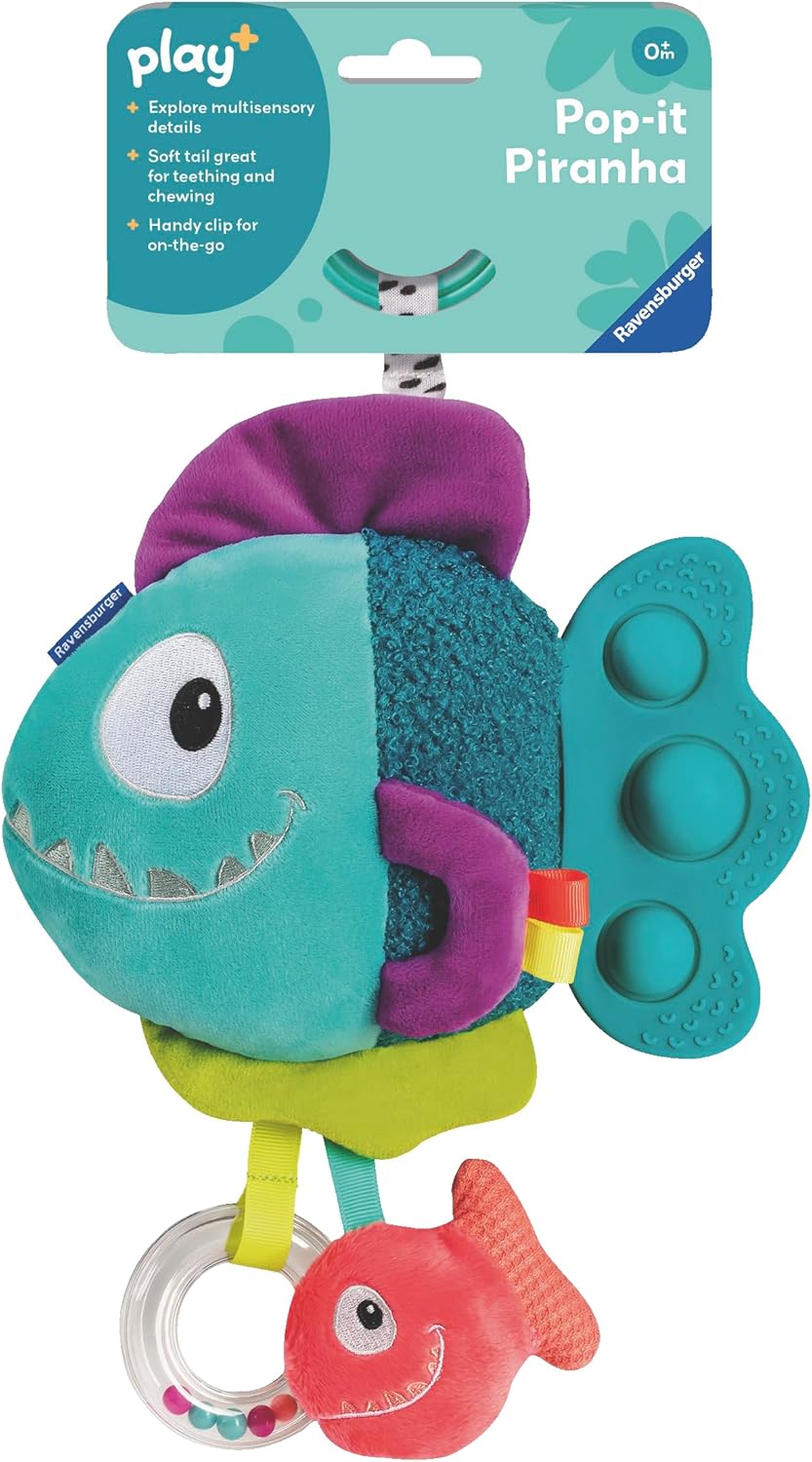 Ravensburger Play+ Pop-it Blue Piranha - Sensory Teether Toy for 0+ Months 1