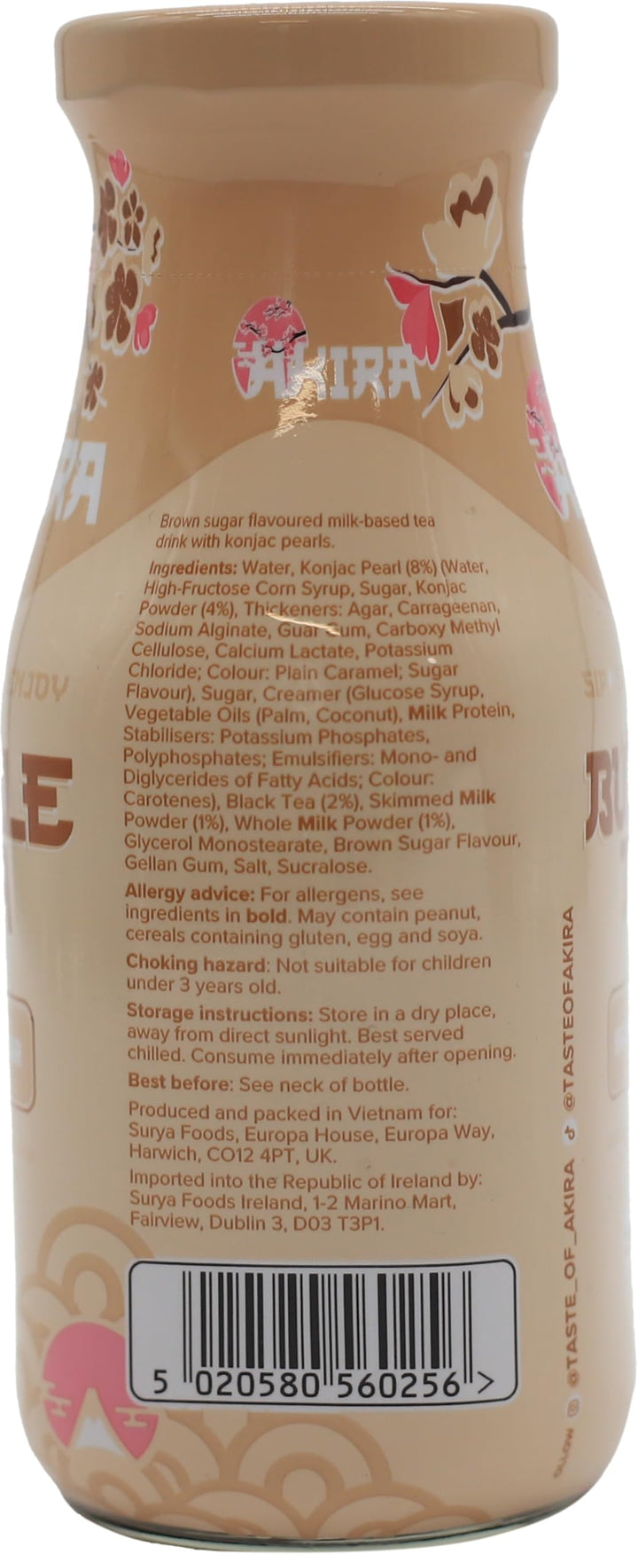 Akira Brown Sugar Bubble Tea - Ready-to-Drink Can with Chewy Konjac Pearls, 290ml