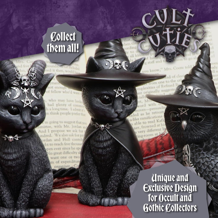 Nemesis Now Purrah Hexenhut okkulte Katzenfigur, schwarz, 13,5 cm