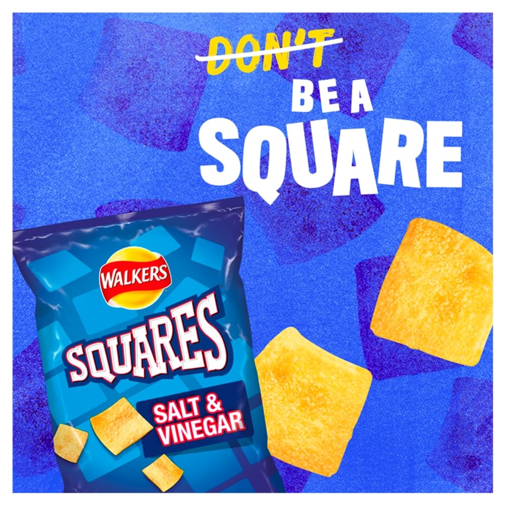 Walkers Squares Salt & Vinegar Potato Snacks 27.5g - 32 Pack 3