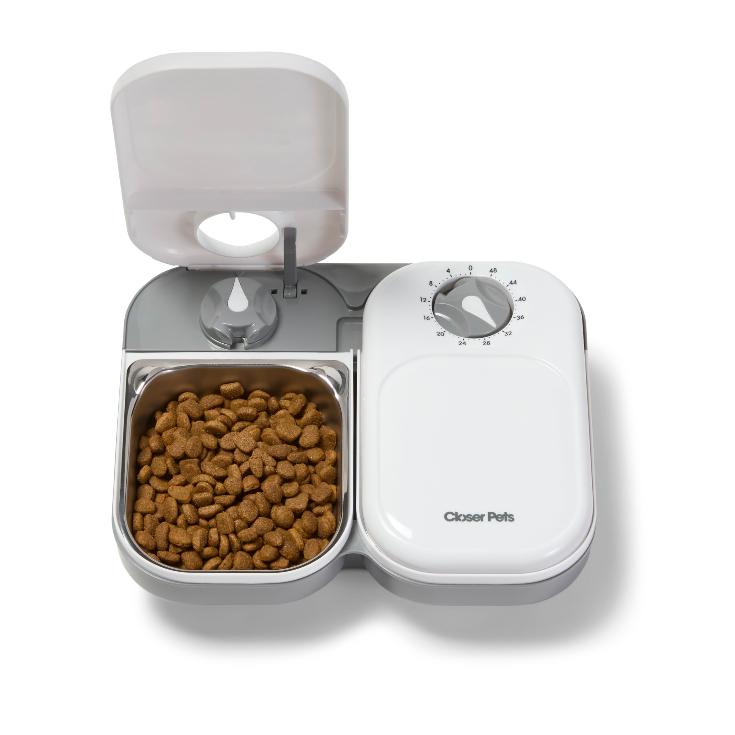 Closer Pets Automatic Pet Feeder - 2-Meal Timer, Stainless Steel Bowls, Ice Pack | White 2