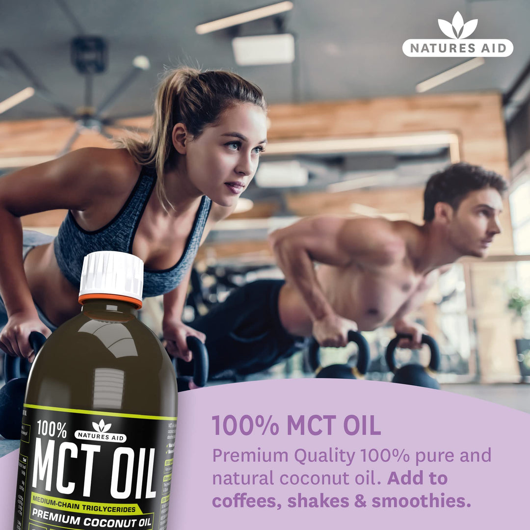 Natures Aid 100% MCT Oil 500ml - Premium Coconut MCT - Keto Friendly - Vegan, Non-GMO, Gluten-Free