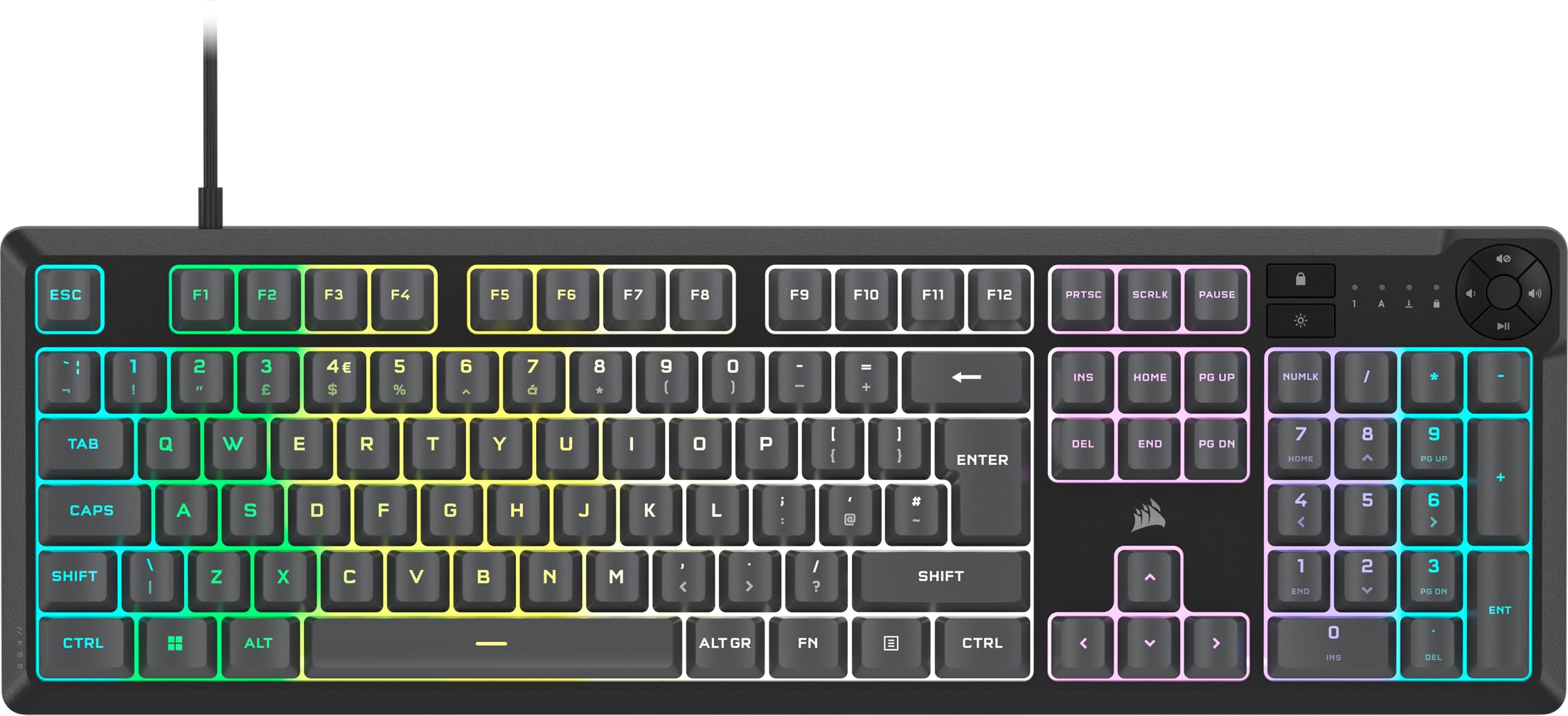 Corsair K55 CORE RGB Gaming Keyboard - Membrane, RGB Backlit, Spill Resistant 1