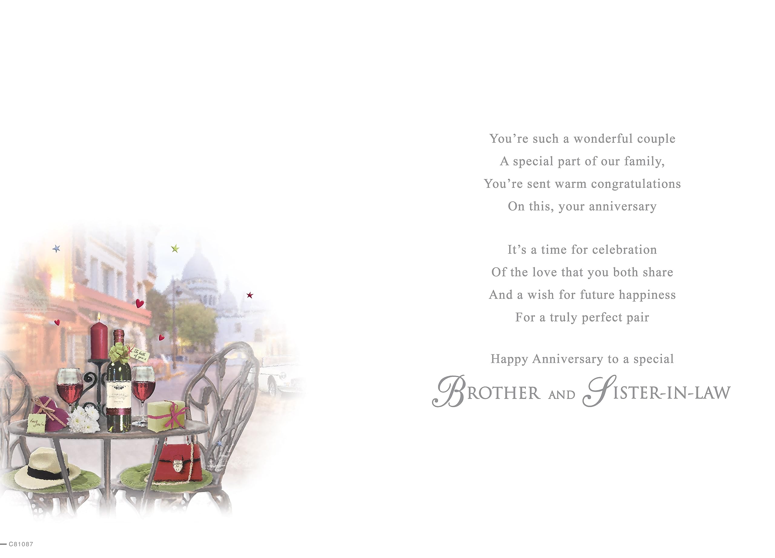 Piccadilly Greetings Anniversary Card for Brother & Sister In Law - 9 x 6 Inches | Stunning Design 2