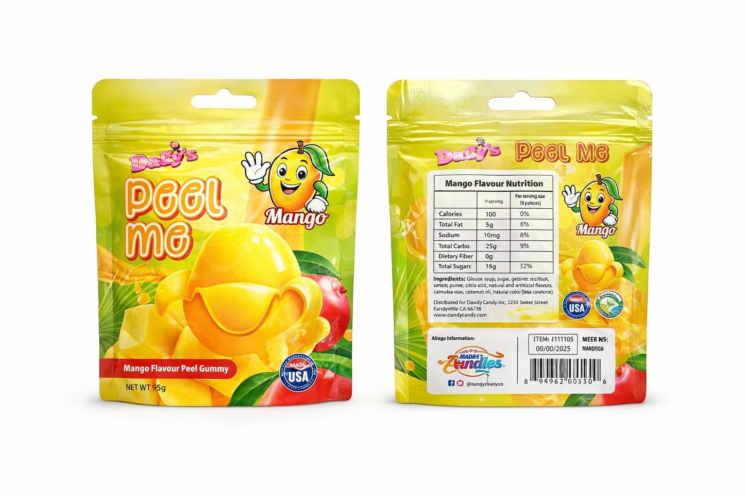 SHINE Daffy's Peel Me Gummy Candy - Real Fruit Juice, Interactive Peel Design | 65g Pouch 6