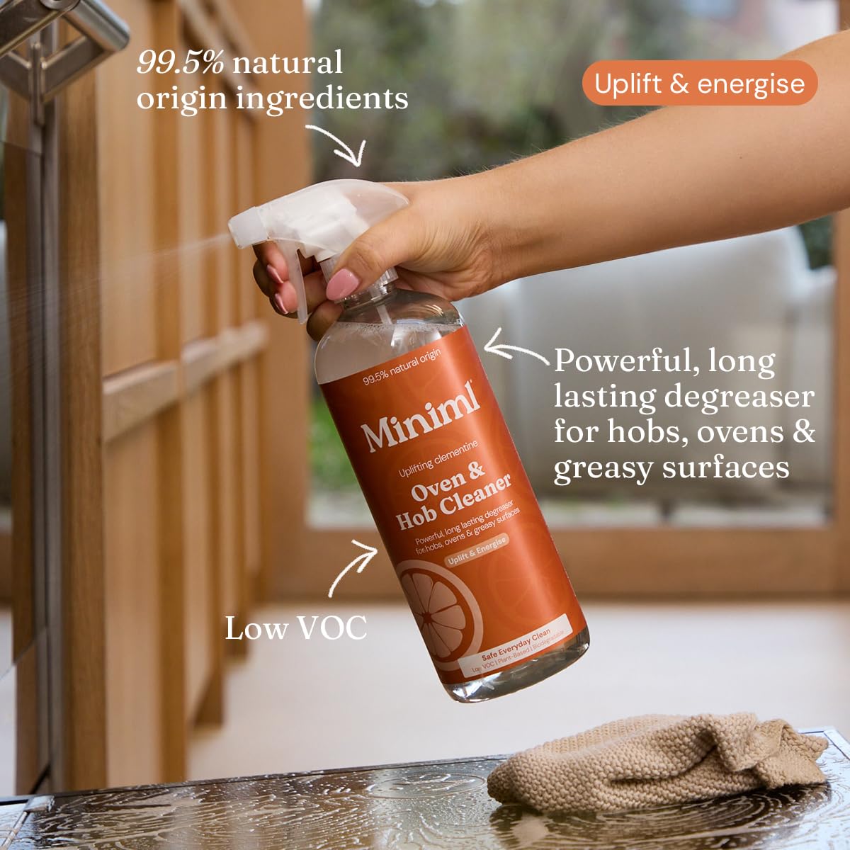 Miniml Oven & Hob Cleaner Spray - Powerful Grease Removal | Clementine Scent | 750ml 3
