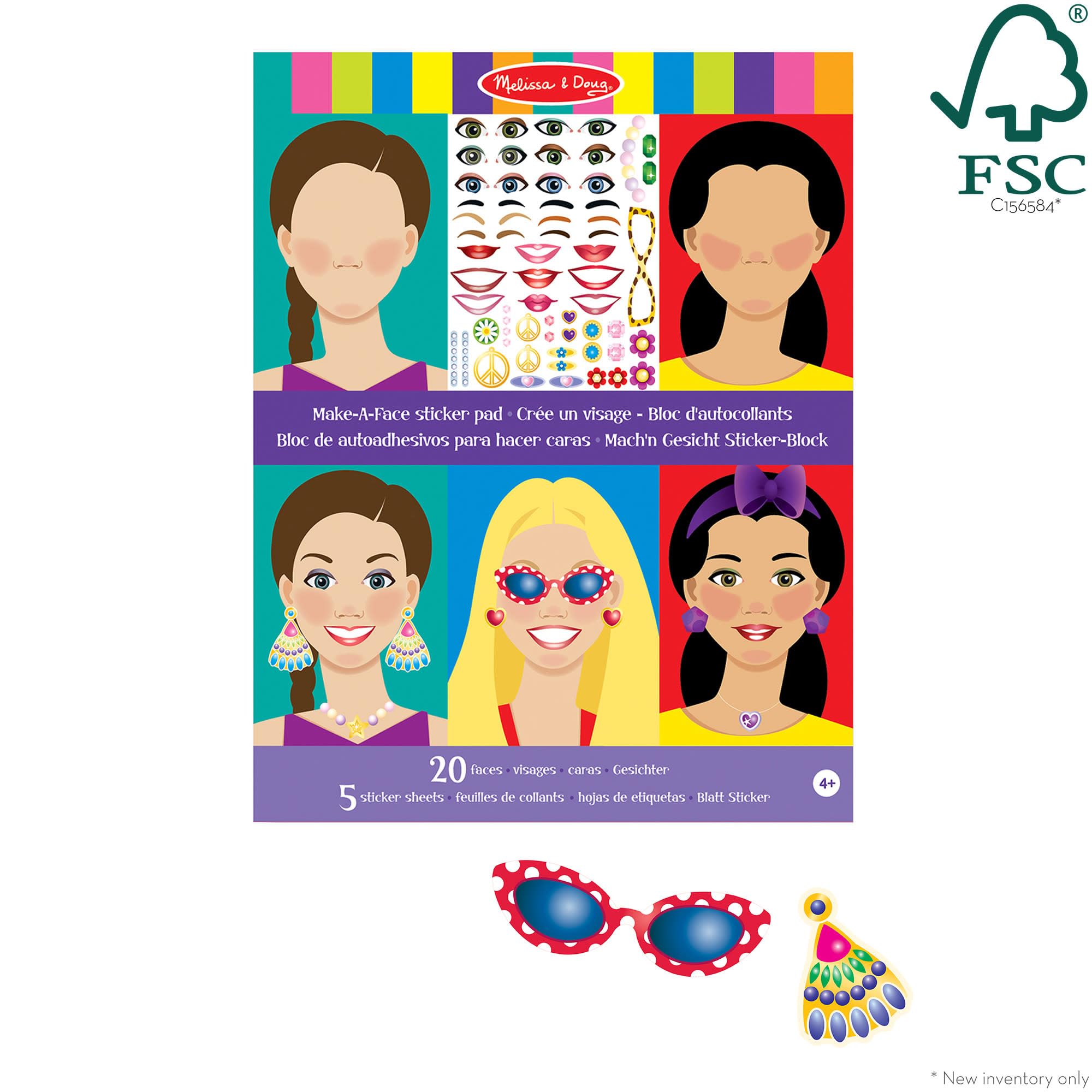 Melissa & Doug Reusable Sticker Book - Make a Face Theme | 250+ Stickers | Ages 3+ 3