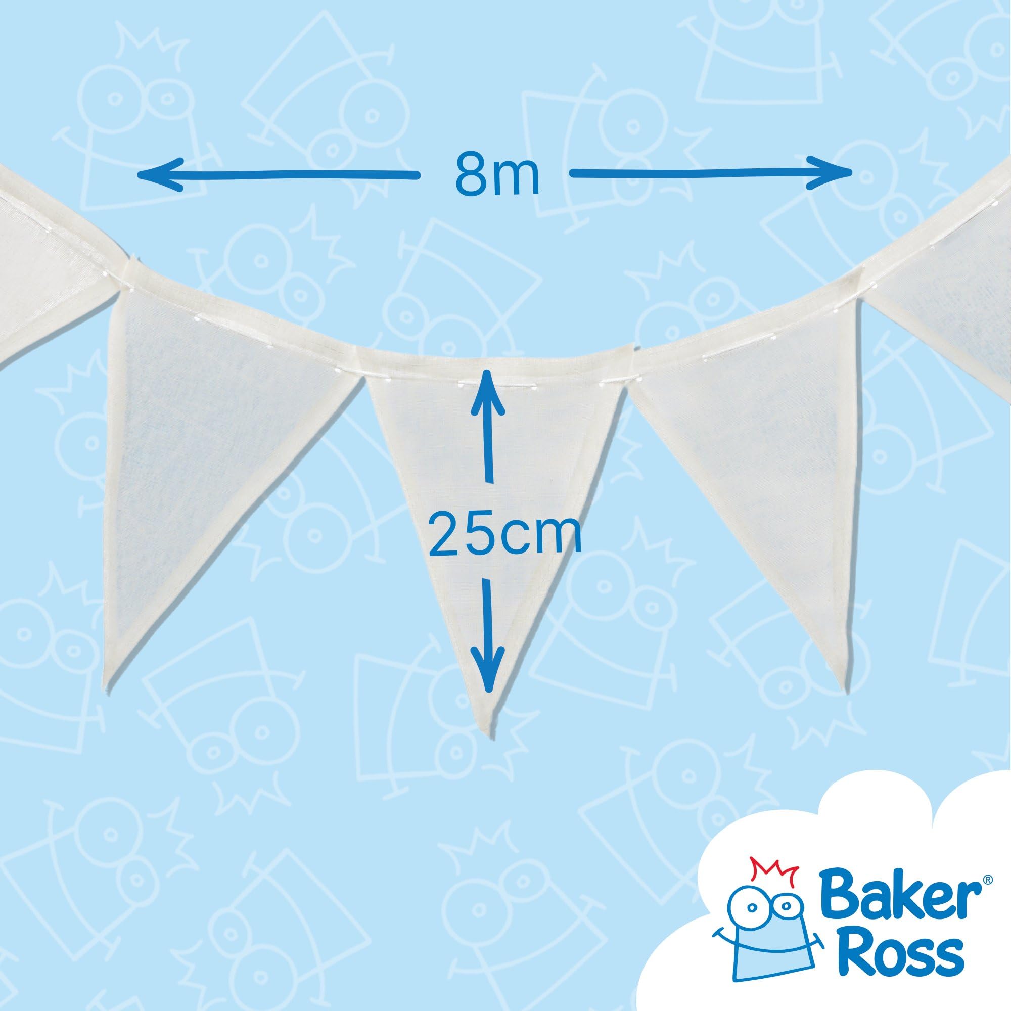 Baker Ross Design Your Own Fabric Bunting - 8m Cord, Pack of 15 Flags 3