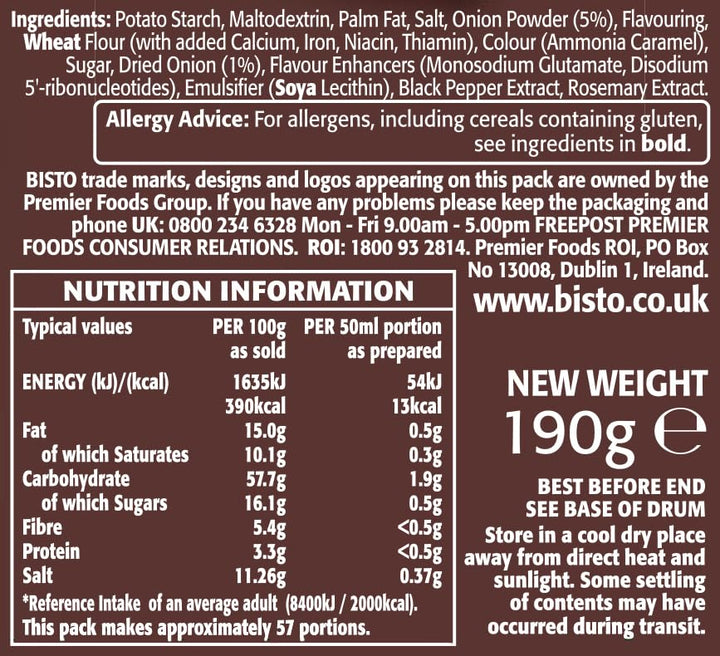 Bisto Flavoursome & Delicious Onion Gravy Granules, 190 g Drum