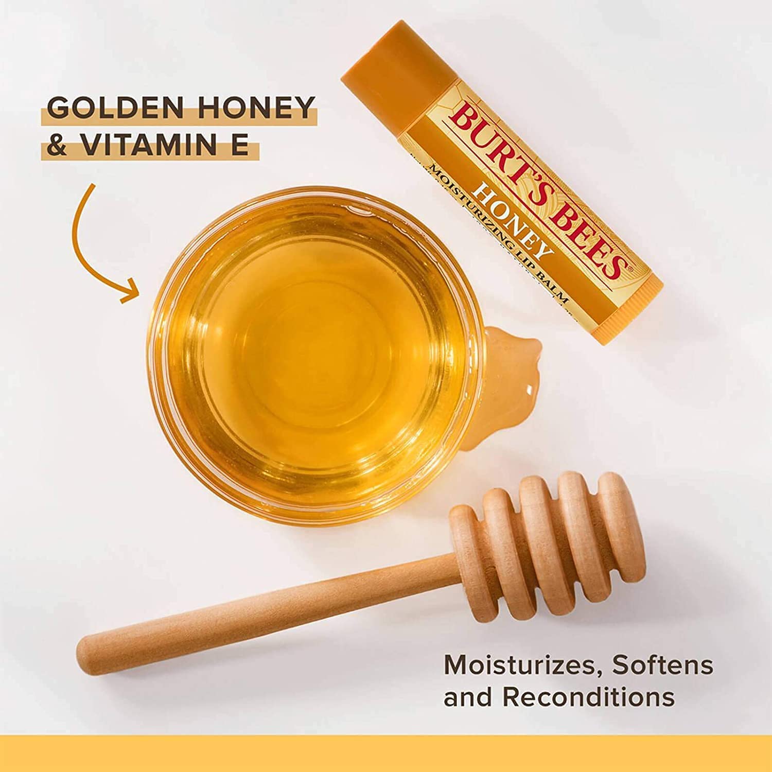 Burt's Bees Honey Lip Balm, 100% Natural Moisturizer with Beeswax & Vitamin E, 4.25g 5