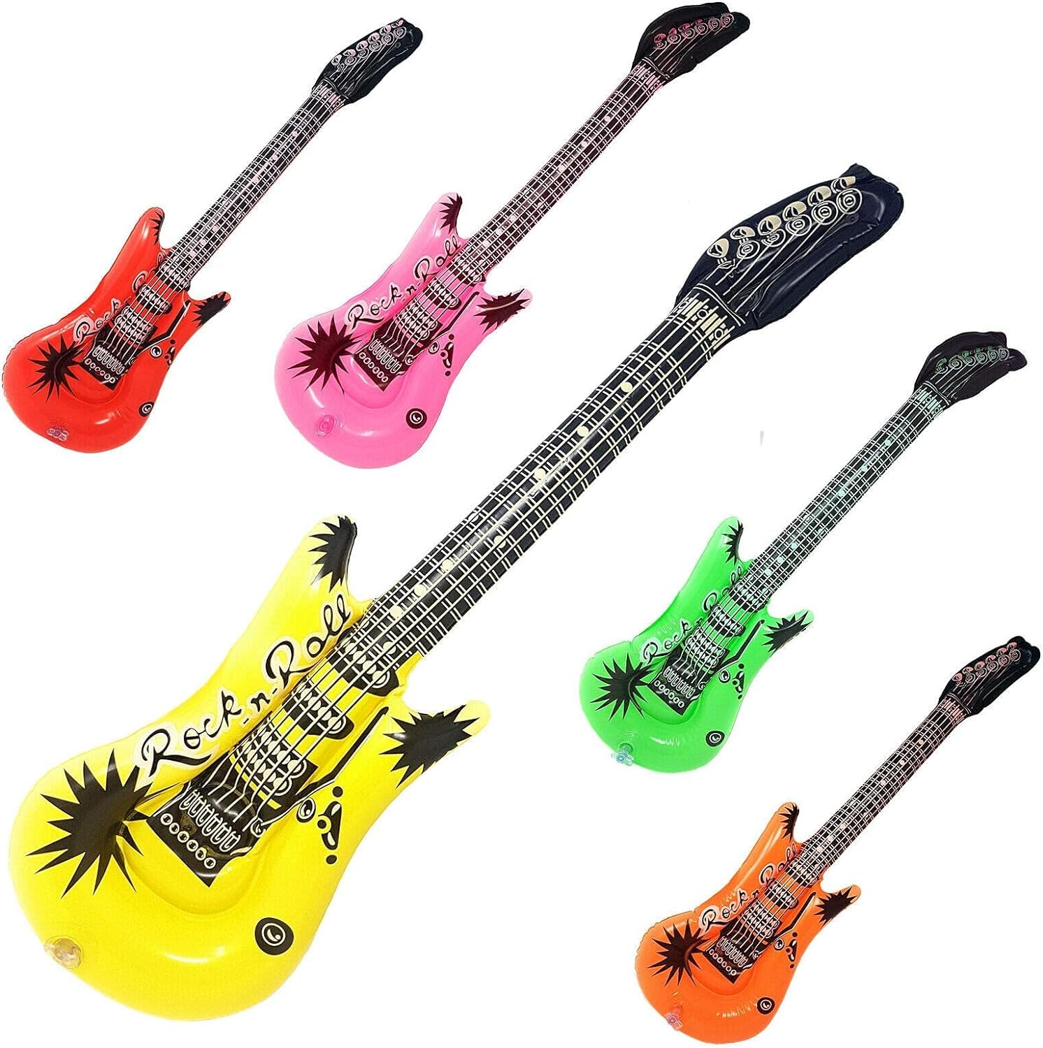 SHATCHI 5Pcs Inflatable Guitar Toy for Kids - 90cm Rock Star Party Favor 4